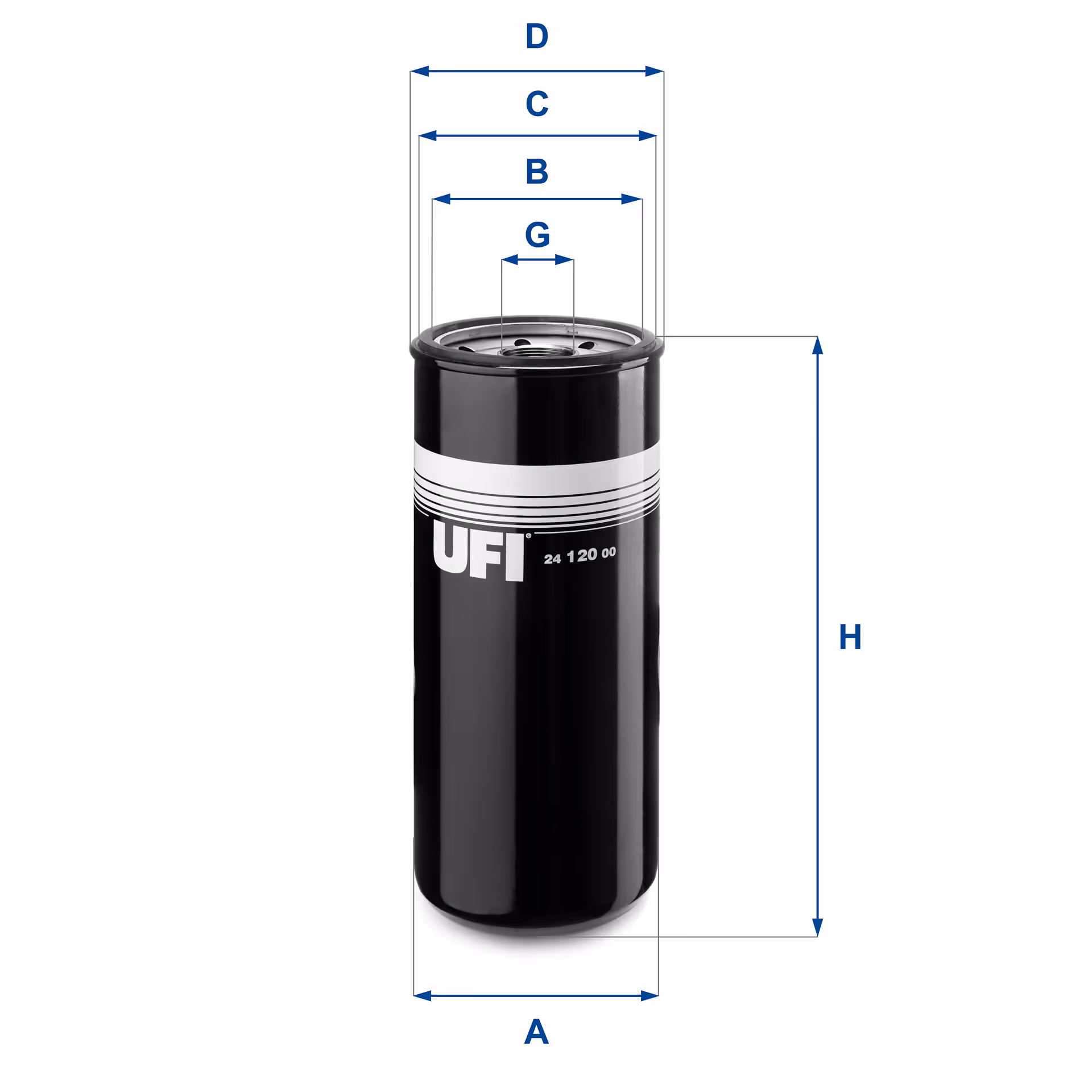 FILTRE À CARBURANT, FILTRE À DIESEL À VISSER 24.120.00 - UFI FILTER