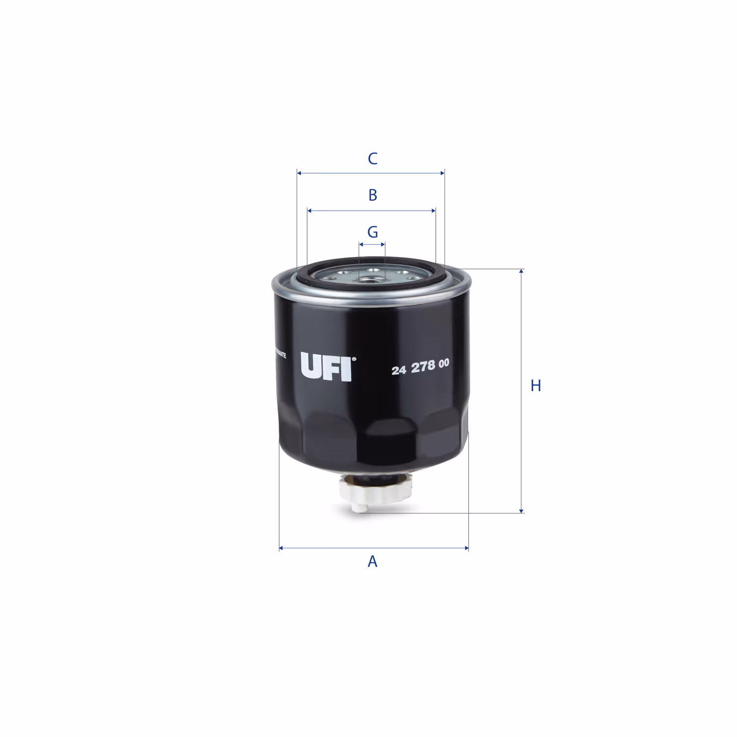 FILTRE À CARBURANT, FILTRE À DIESEL À VISSER 24.278.00 - UFI FILTER