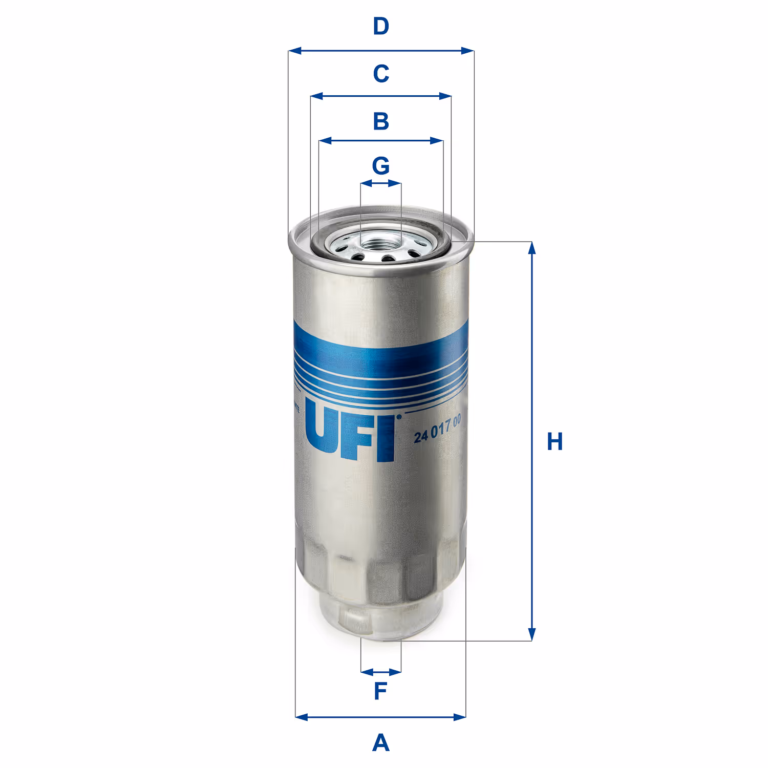 FILTRE À CARBURANT, FILTRE À DIESEL À VISSER 24.017.00 - UFI FILTER