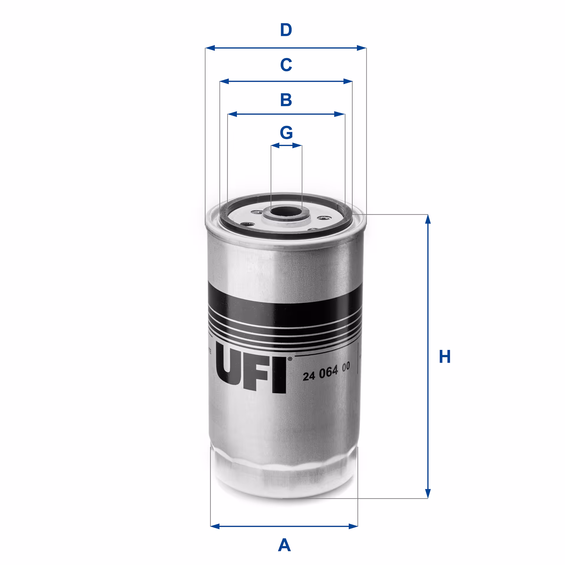FILTRE À CARBURANT, FILTRE À DIESEL À VISSER 24.064.00 - UFI FILTER