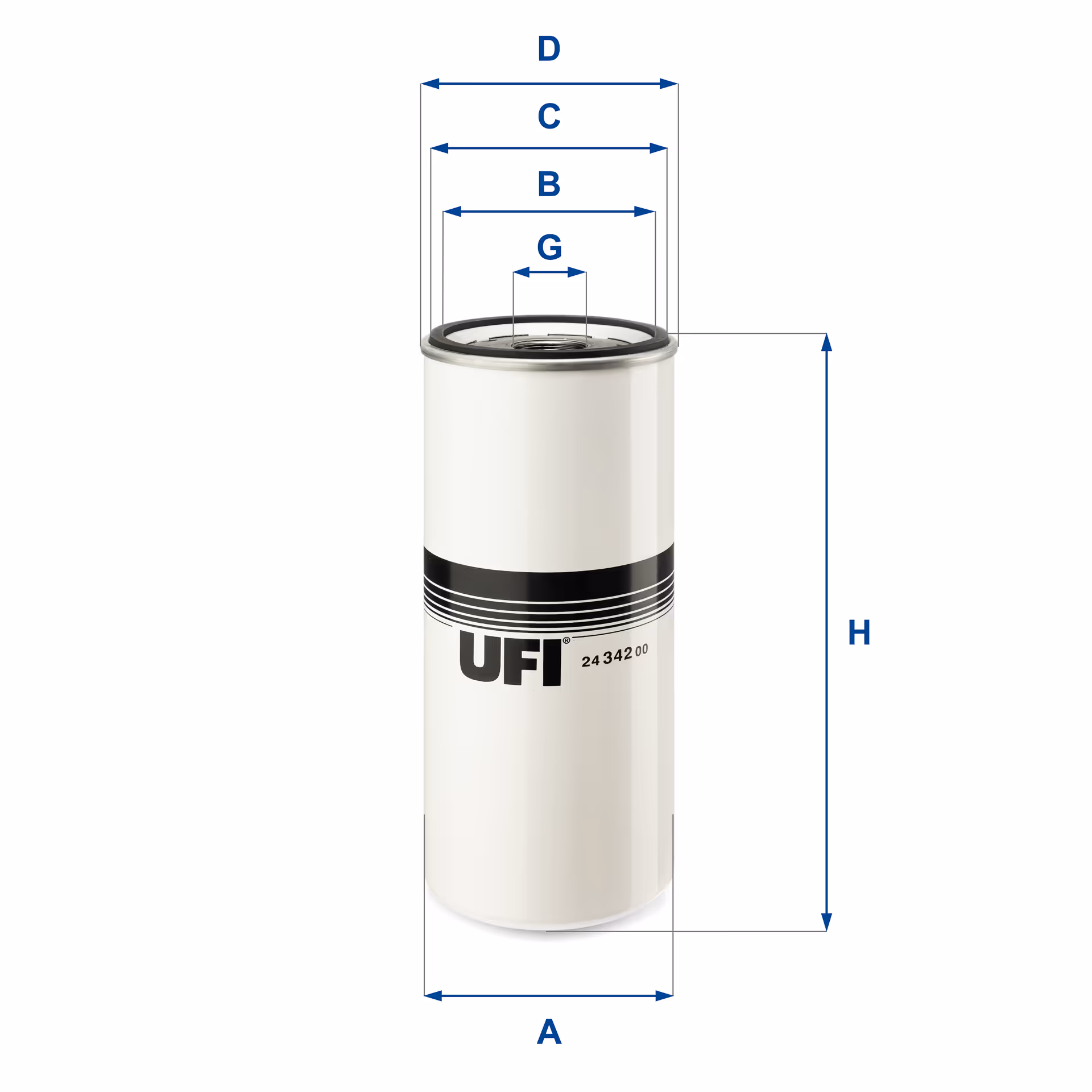 FILTRE À CARBURANT, FILTRE À DIESEL À VISSER 24.342.00 - UFI FILTER