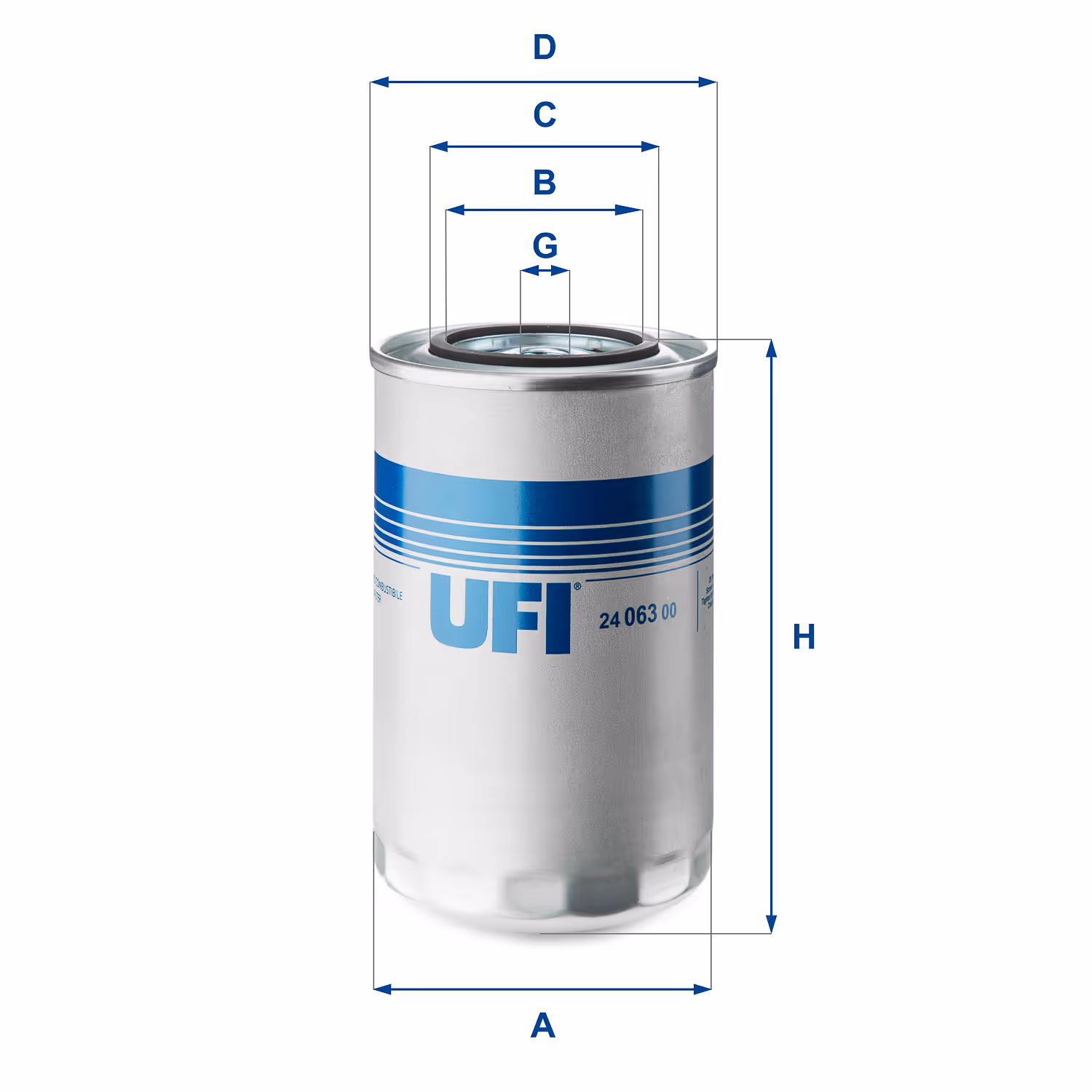 FILTRE À CARBURANT, FILTRE À DIESEL À VISSER 24.063.00 - UFI FILTER