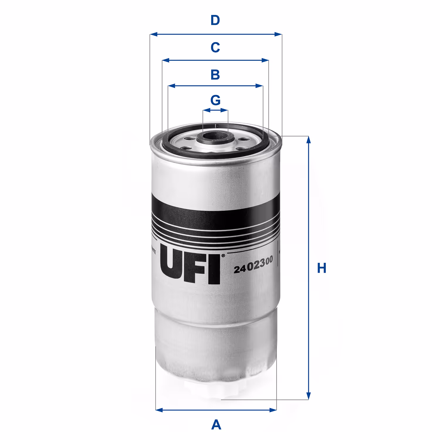 FILTRE À CARBURANT, FILTRE À DIESEL À VISSER 24.023.00 - UFI FILTER
