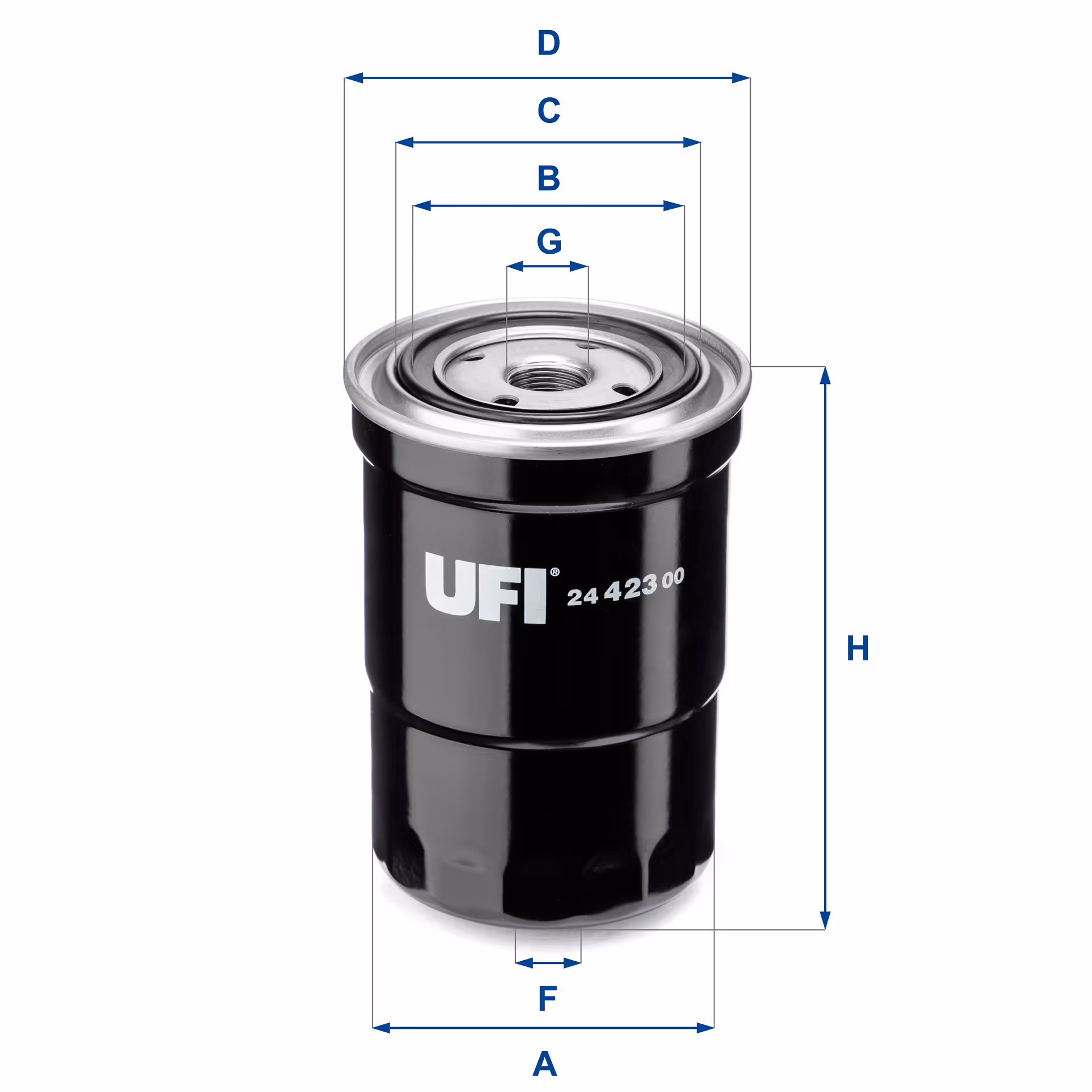 FILTRE À CARBURANT, FILTRE À DIESEL À VISSER 24.423.00 - UFI FILTER