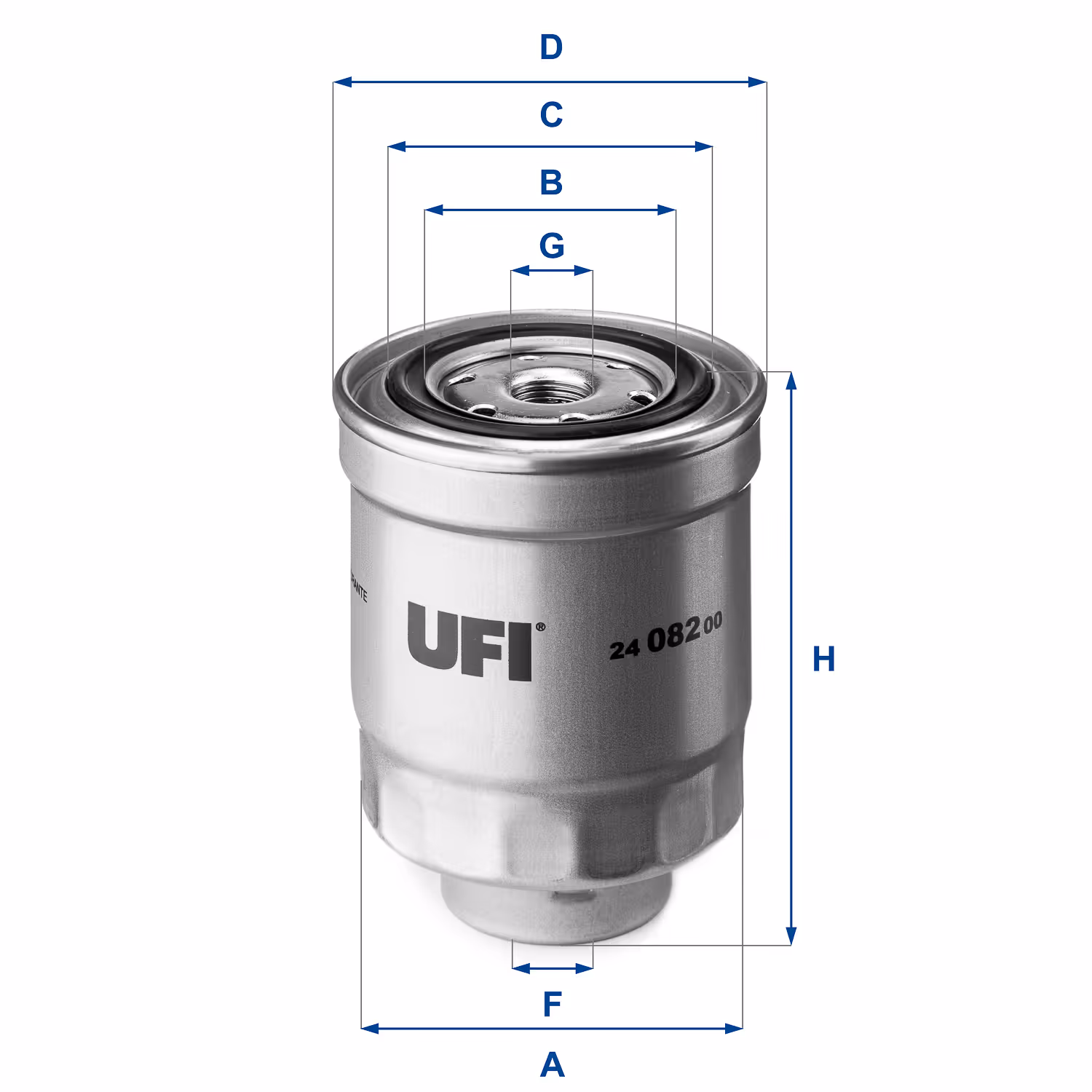 FILTRE À CARBURANT, FILTRE À DIESEL À VISSER 24.082.00 - UFI FILTER