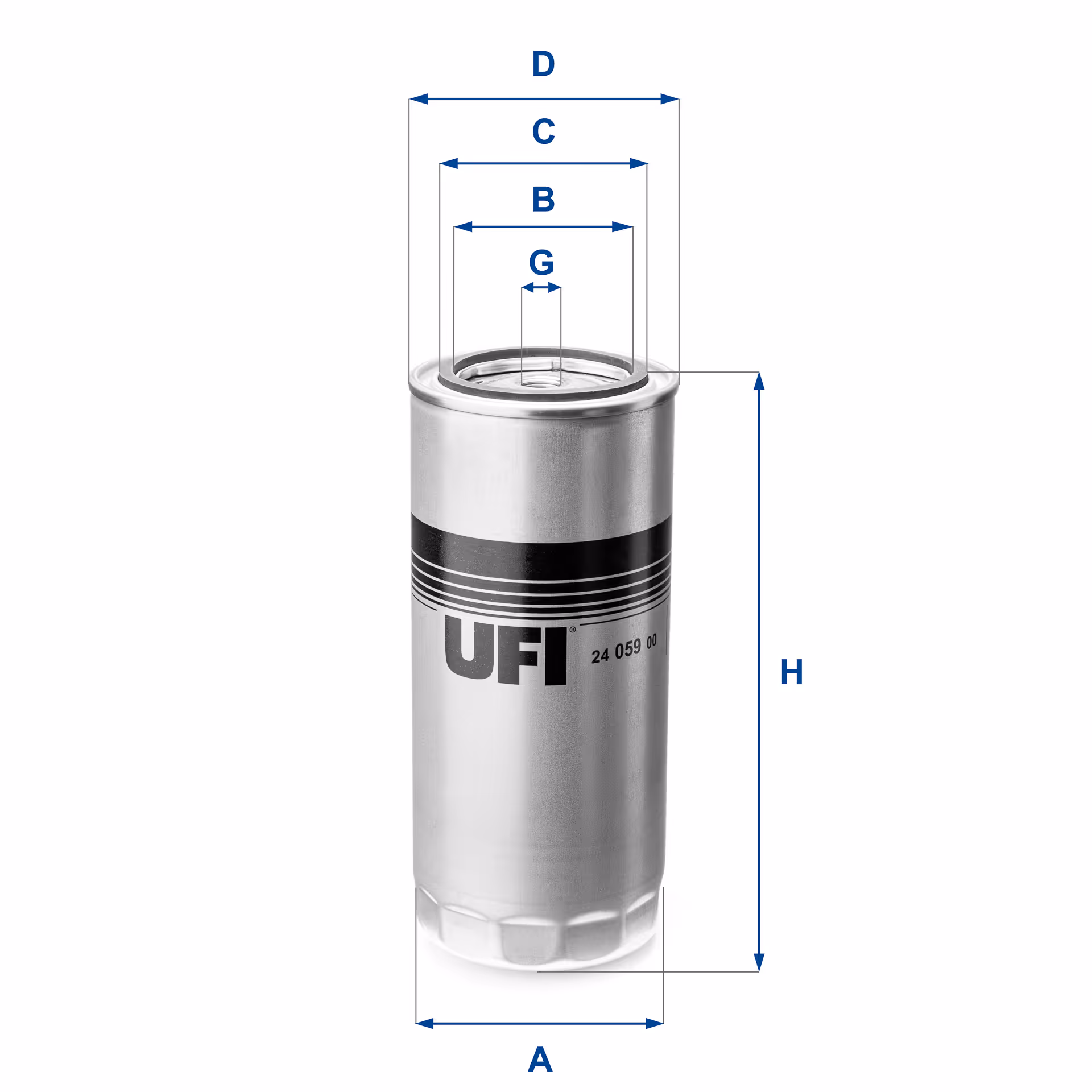 FILTRE À CARBURANT, FILTRE À DIESEL À VISSER 24.059.00 - UFI FILTER