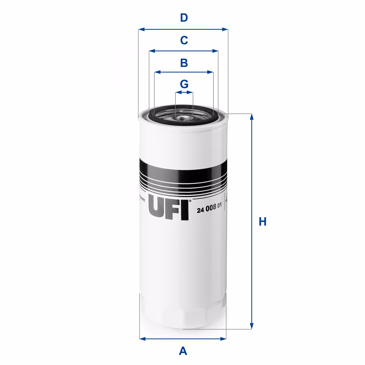 FILTRE À CARBURANT, FILTRE À DIESEL À VISSER 24.008.01 - UFI FILTER