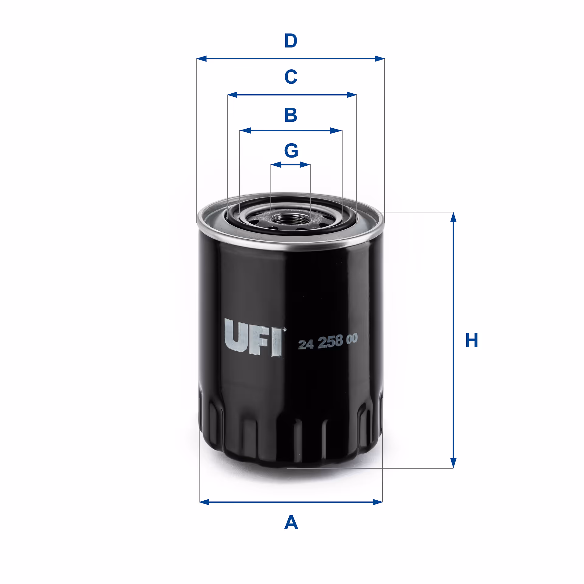 FILTRE À CARBURANT, FILTRE À DIESEL À VISSER 24.258.00 - UFI FILTER