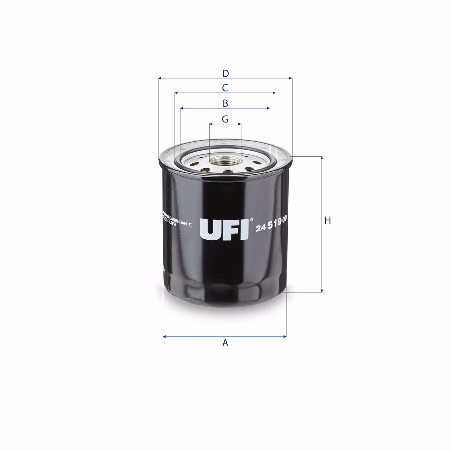 FILTRE À CARBURANT, FILTRE À DIESEL À VISSER 24.519.00 - UFI FILTER