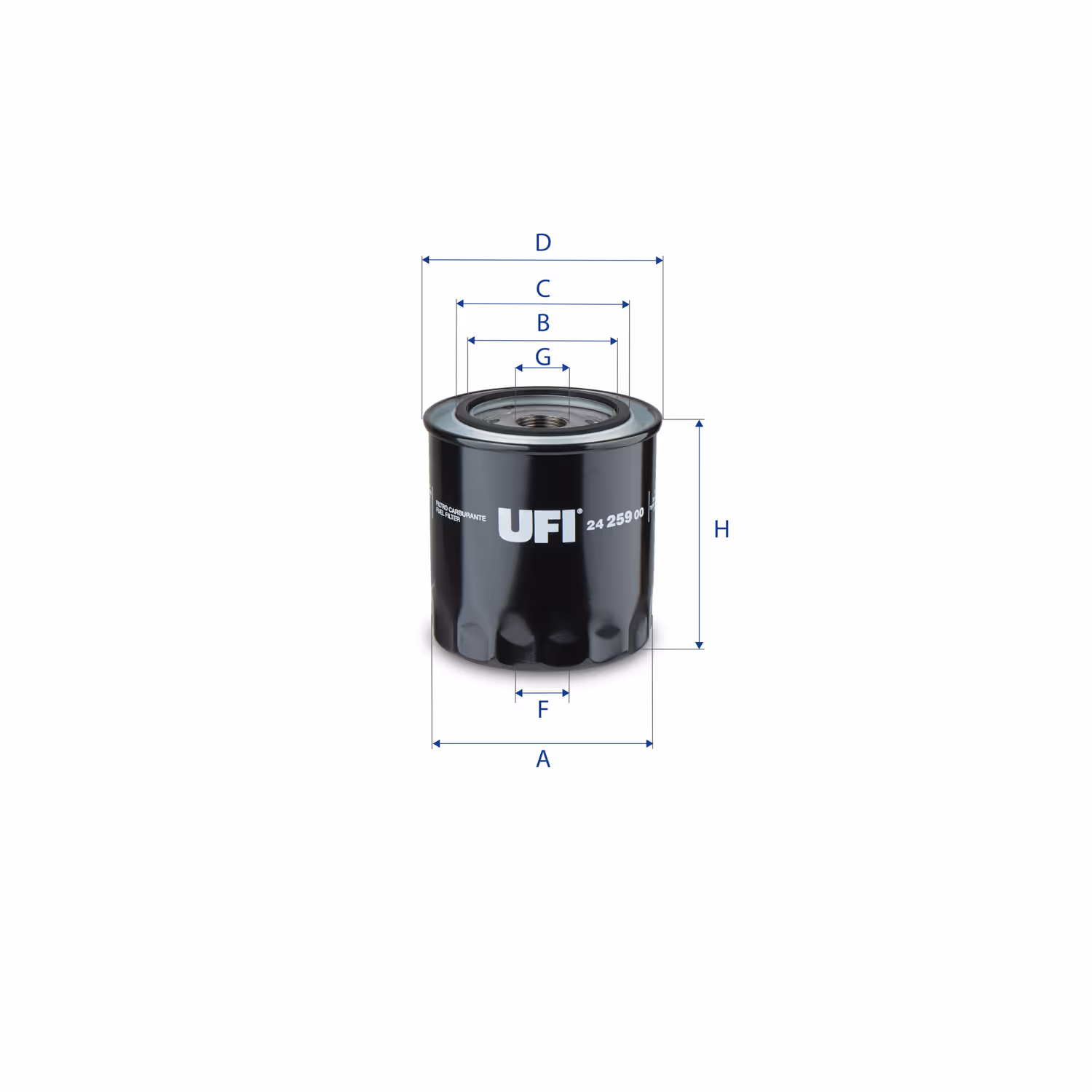 FILTRE À CARBURANT, FILTRE À DIESEL À VISSER 24.259.00 - UFI FILTER