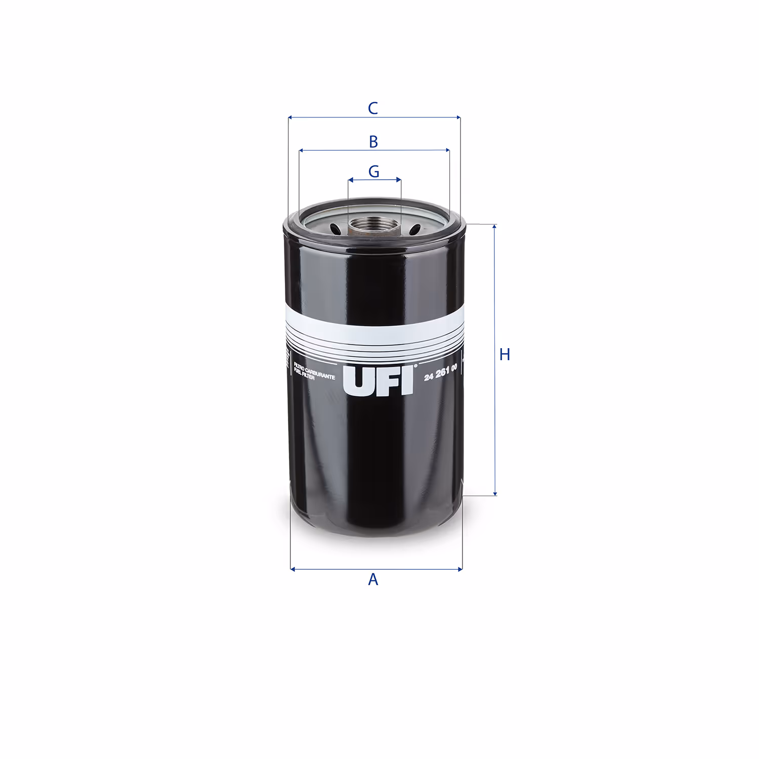 FILTRE À CARBURANT, FILTRE À DIESEL À VISSER 24.261.00 - UFI FILTER