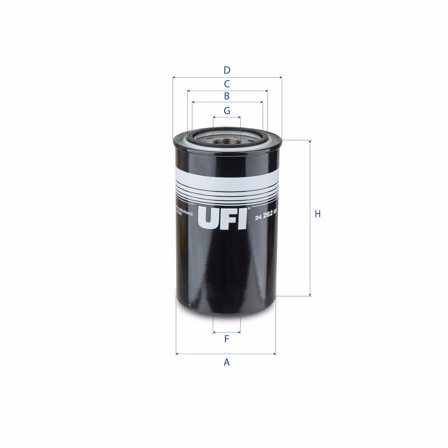 FILTRE À CARBURANT, FILTRE À DIESEL À VISSER 24.262.00 - UFI FILTER
