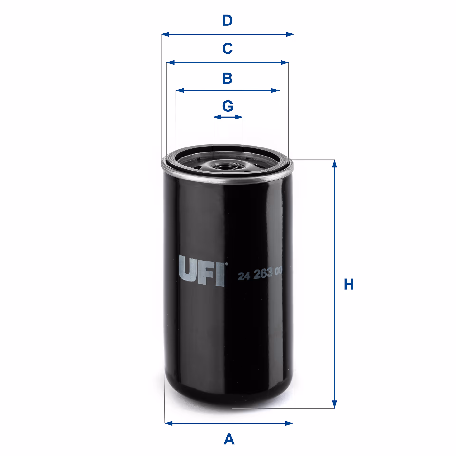 FILTRE À CARBURANT, FILTRE À DIESEL À VISSER 24.263.00 - UFI FILTER