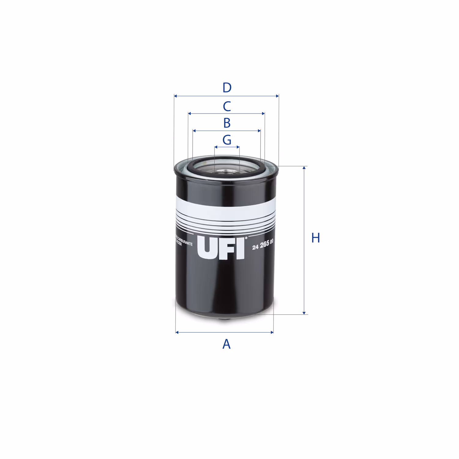 FILTRE À CARBURANT, FILTRE À DIESEL À VISSER 24.265.00 - UFI FILTER