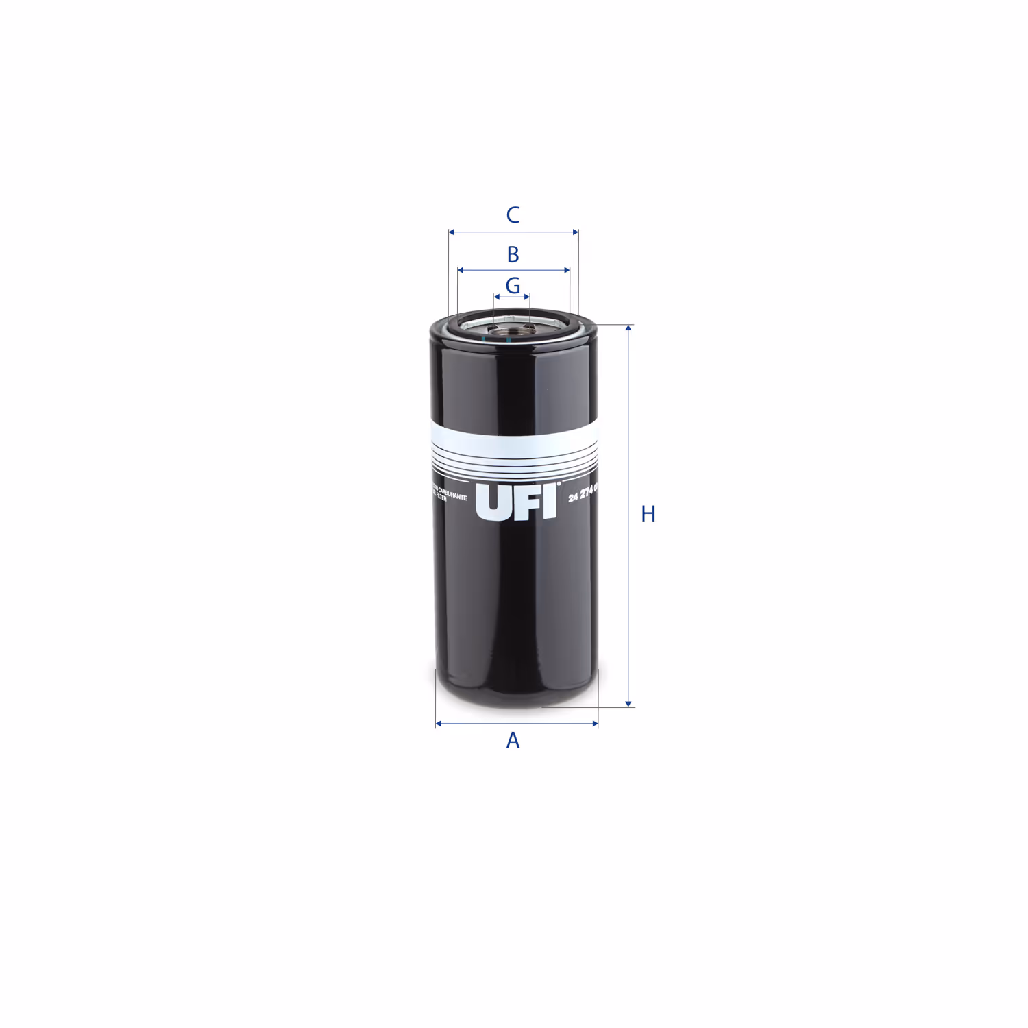 FILTRE À CARBURANT, FILTRE À DIESEL À VISSER 24.274.00 - UFI FILTER