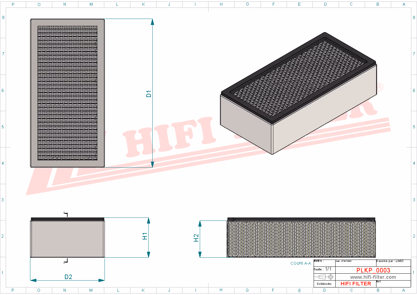 FILTRE HABITACLE CATEGORIE 1 Hifi Filter SC 70074 CAG