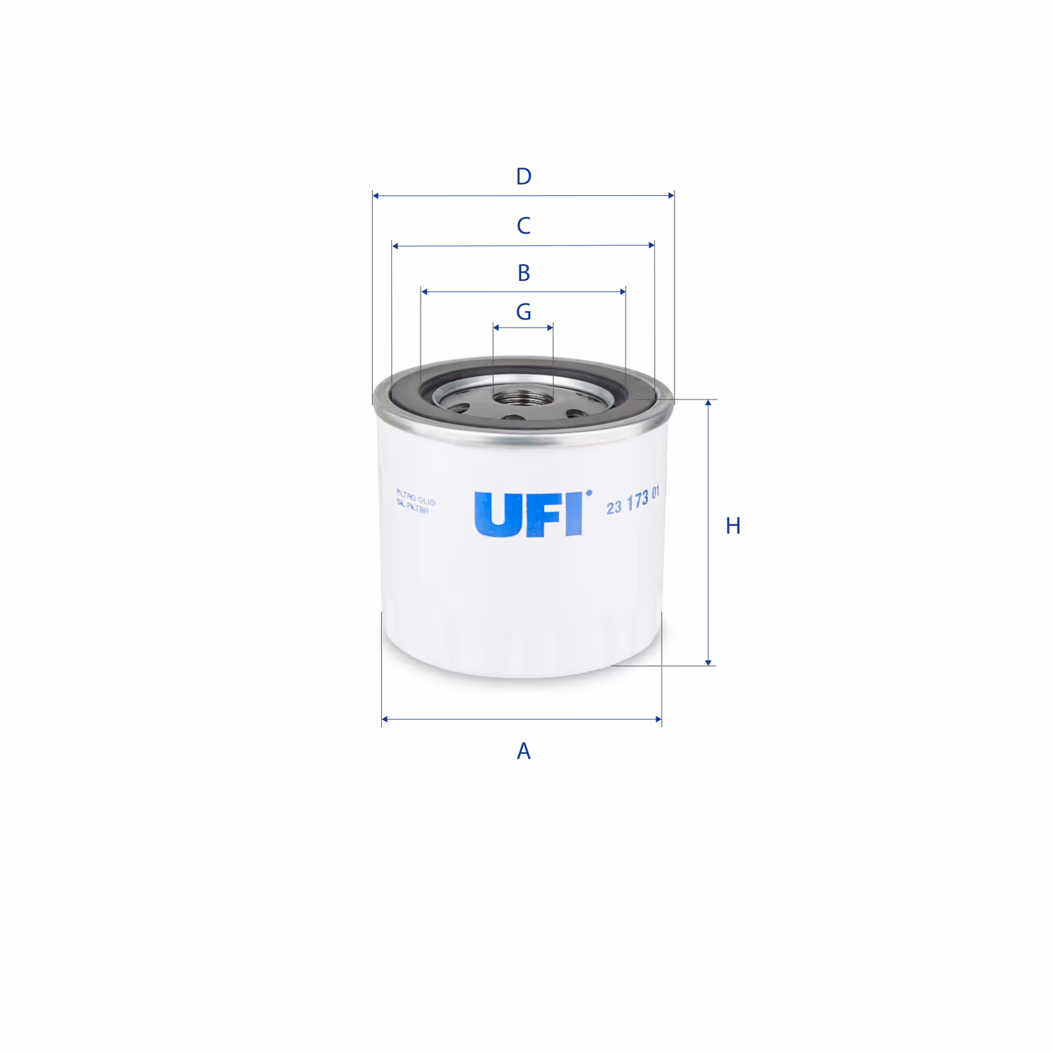 FILTRE À HUILE, À VISSER 23.173.01 - UFI FILTER