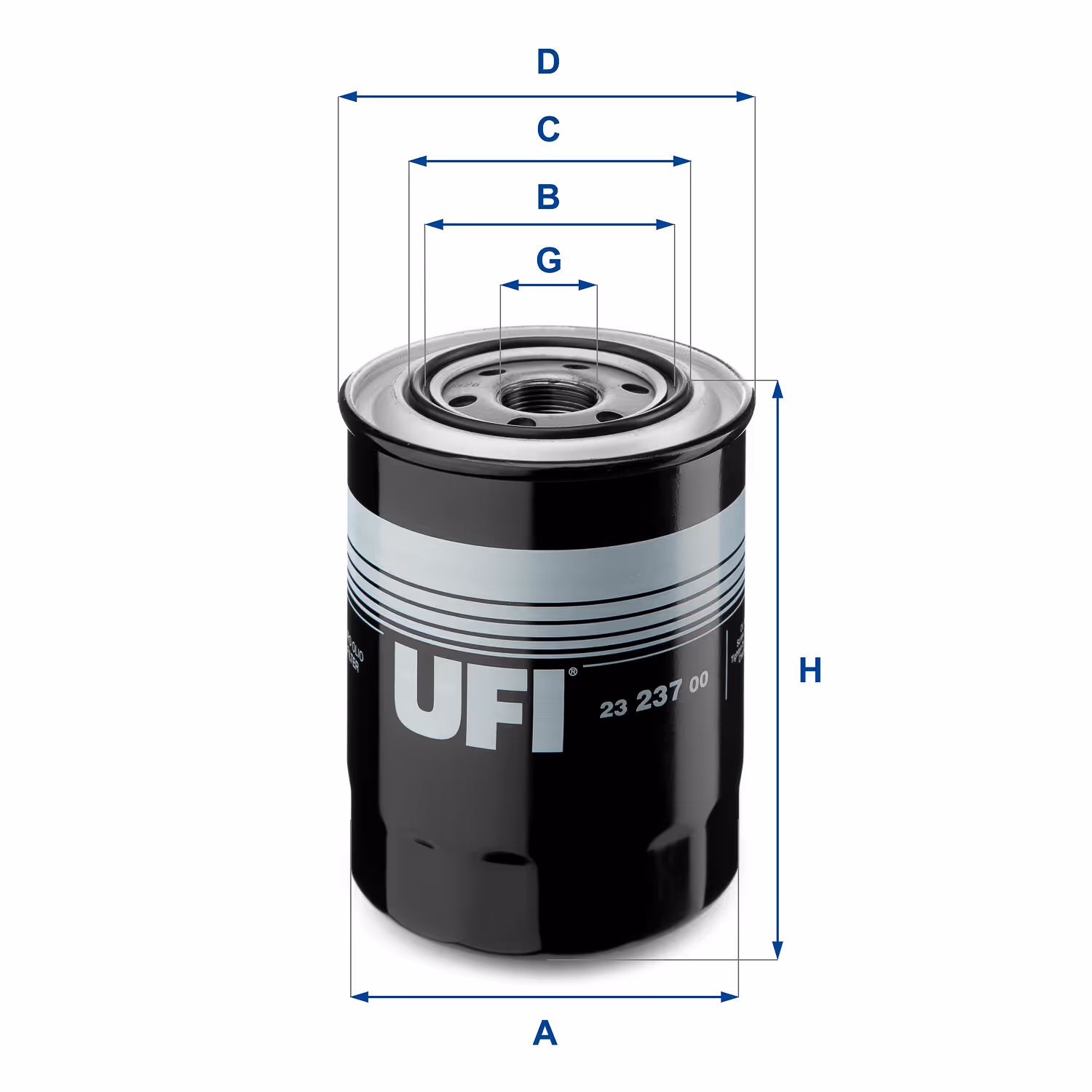 FILTRE À HUILE, À VISSER 23.237.00 - UFI FILTER