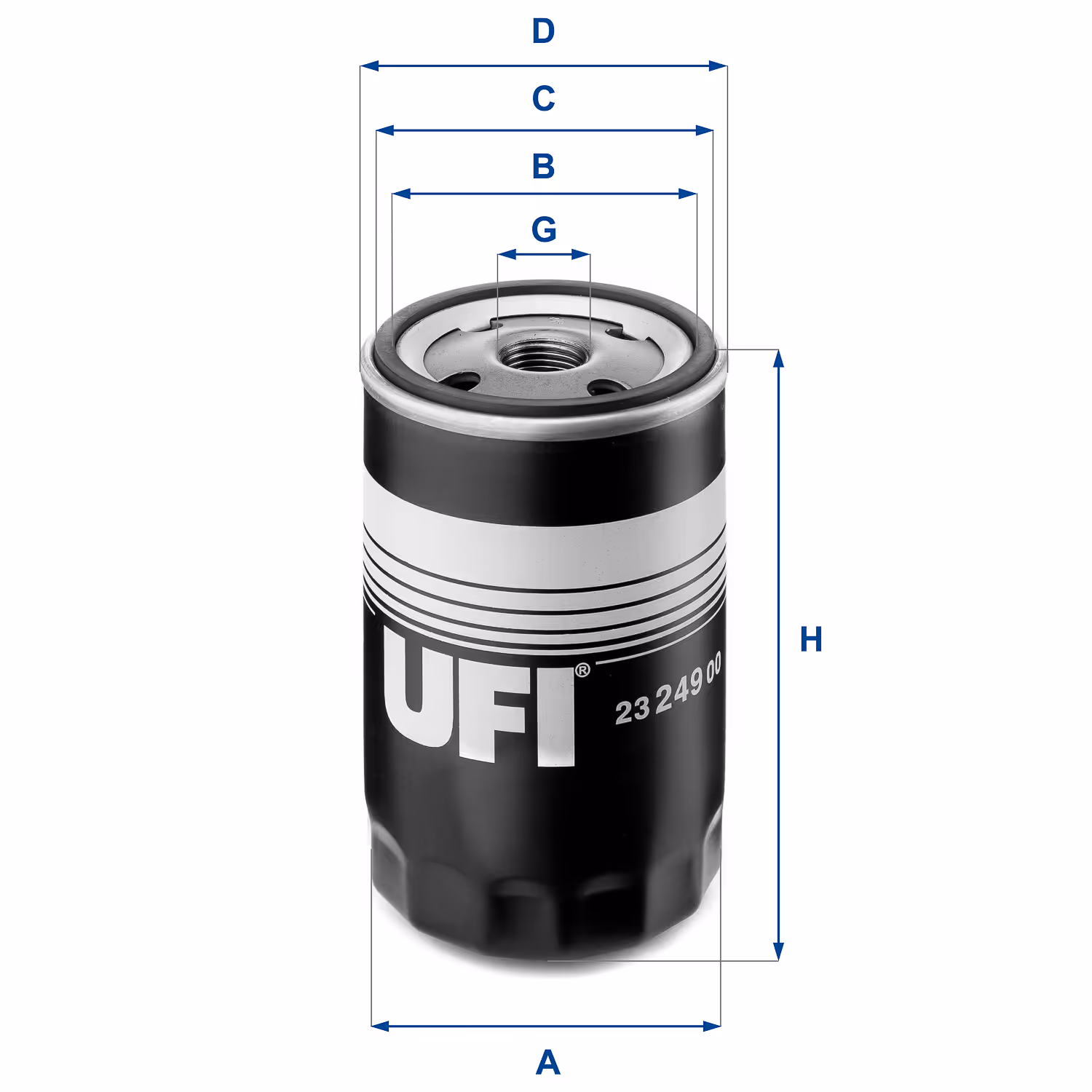 FILTRE À HUILE, À VISSER 23.249.00 - UFI FILTER