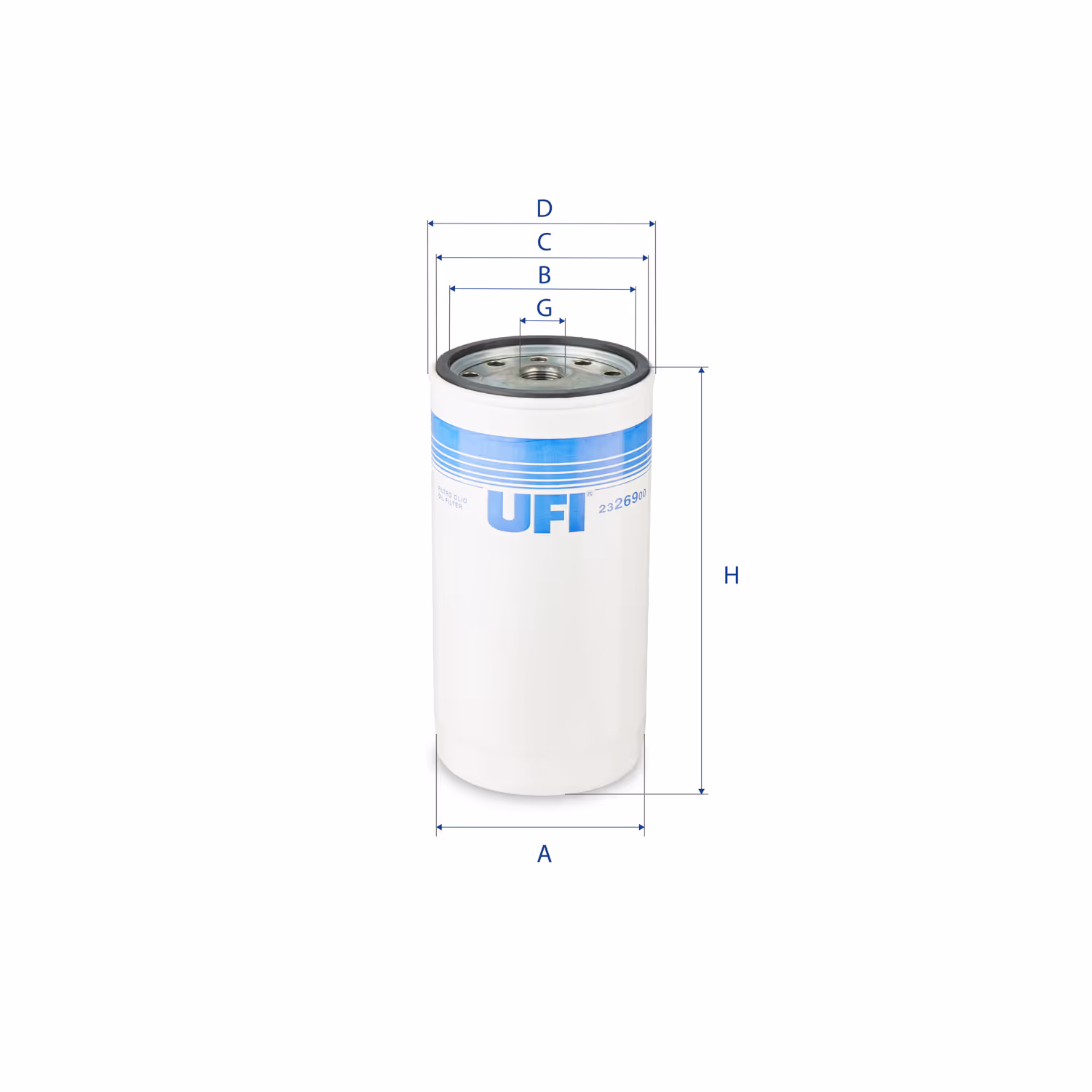 FILTRE À HUILE, À VISSER 23.269.00 - UFI FILTER