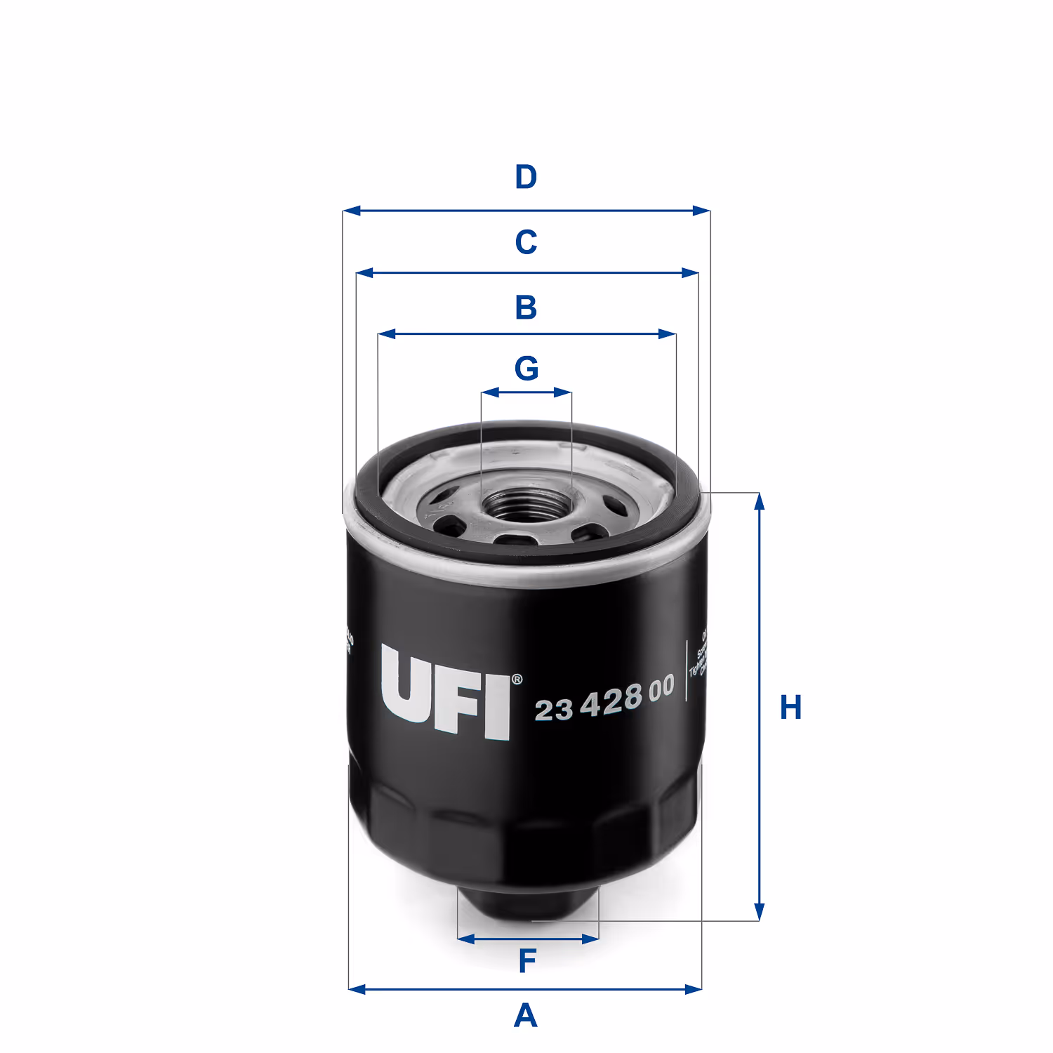 FILTRE À HUILE, À VISSER 23.428.00 - UFI FILTER