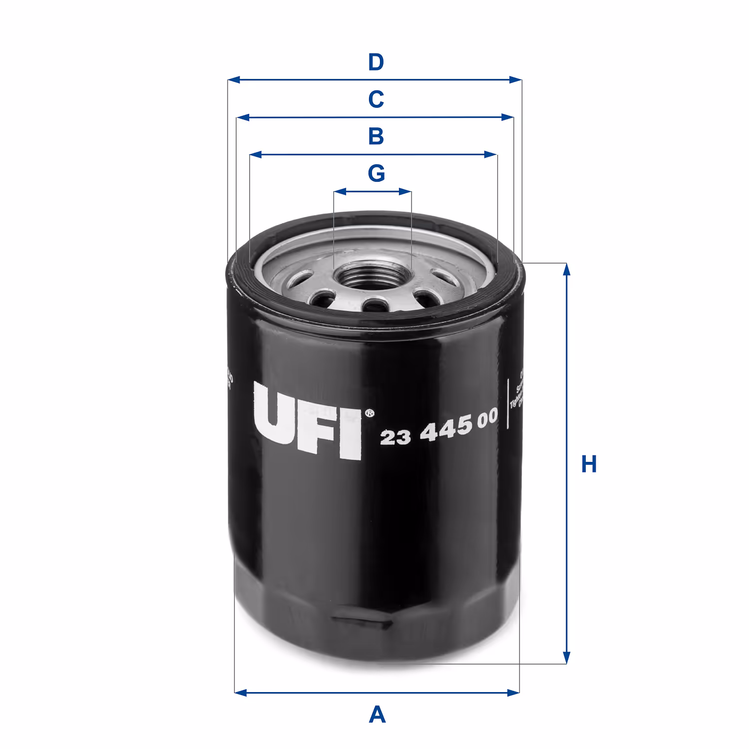 FILTRE À HUILE, À VISSER 23.445.00 - UFI FILTER