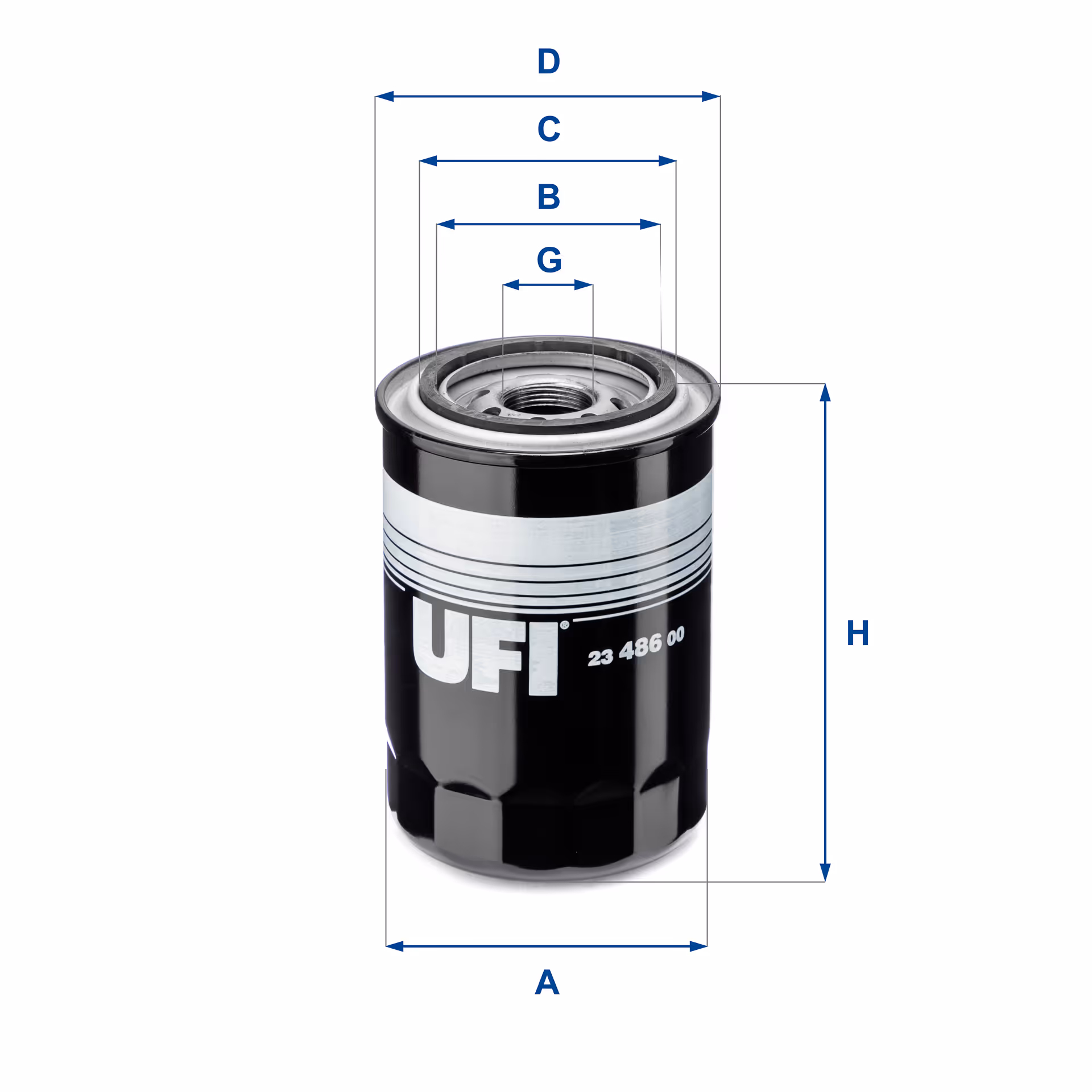 FILTRE À HUILE, À VISSER 23.486.00 - UFI FILTER