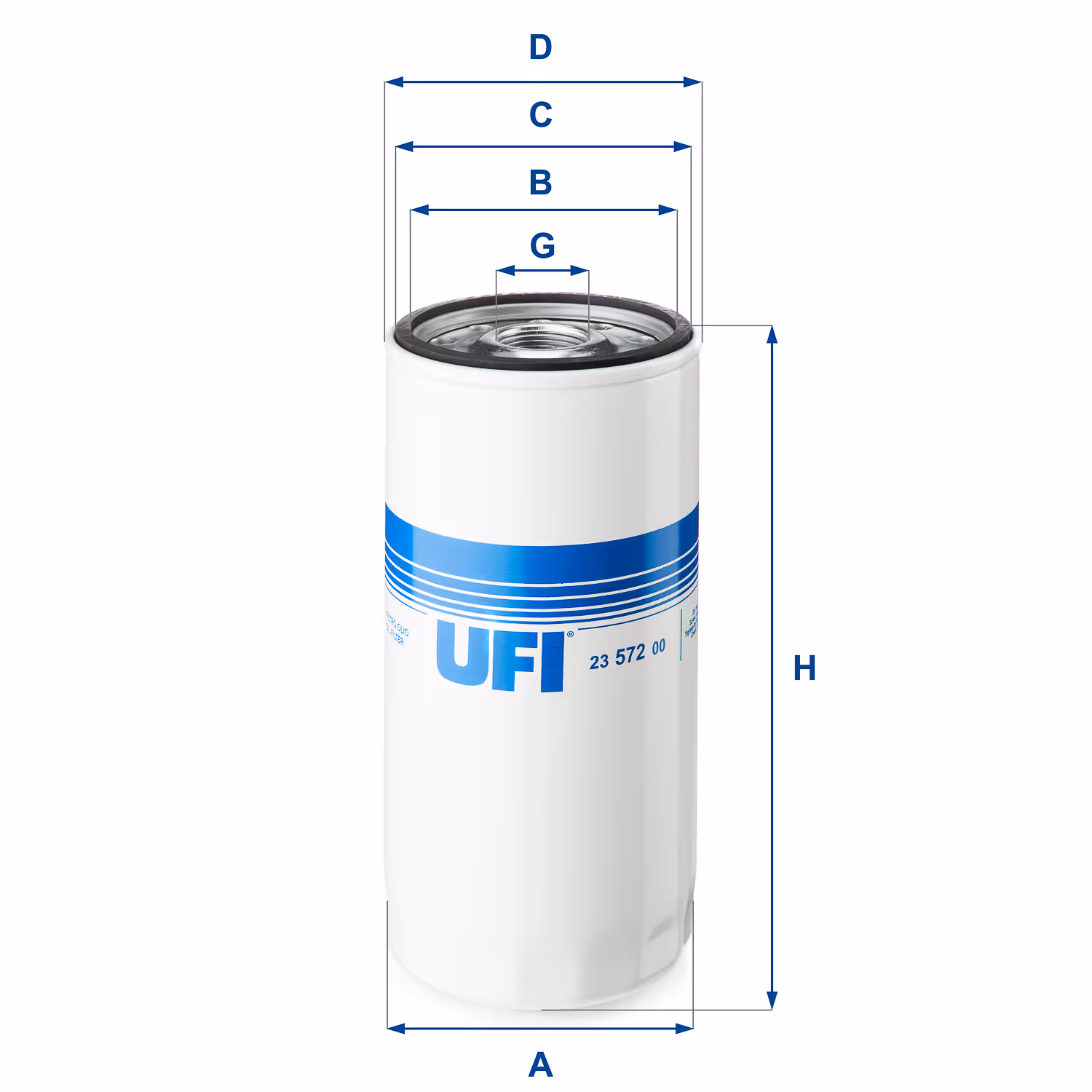 FILTRE À HUILE, À VISSER 23.572.00 - UFI FILTER