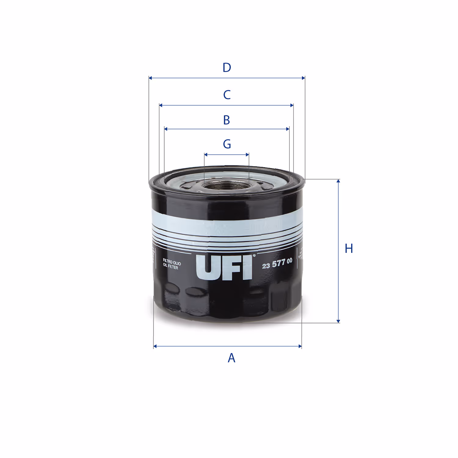 FILTRE À HUILE, À VISSER 23.577.00 - UFI FILTER