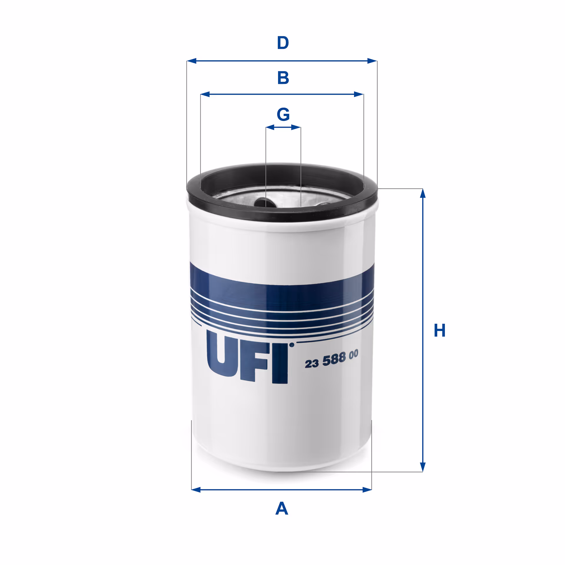 FILTRE À HUILE, À VISSER 23.588.00 - UFI FILTER
