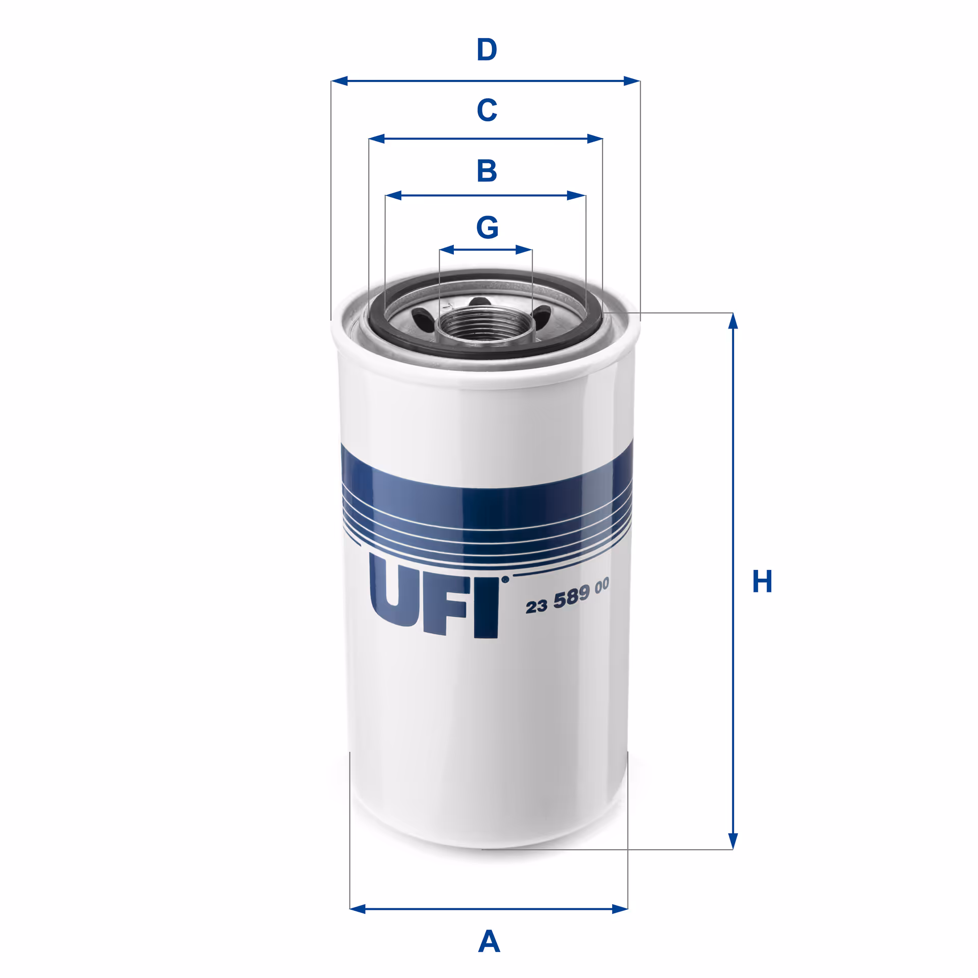 FILTRE À HUILE, À VISSER 23.589.00 - UFI FILTER