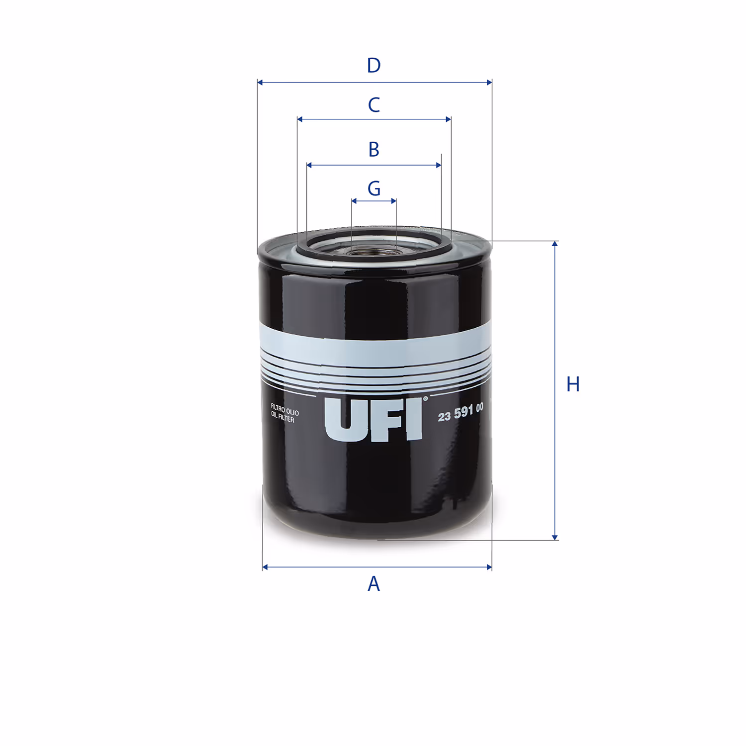 FILTRE À HUILE, À VISSER 23.591.00 - UFI FILTER
