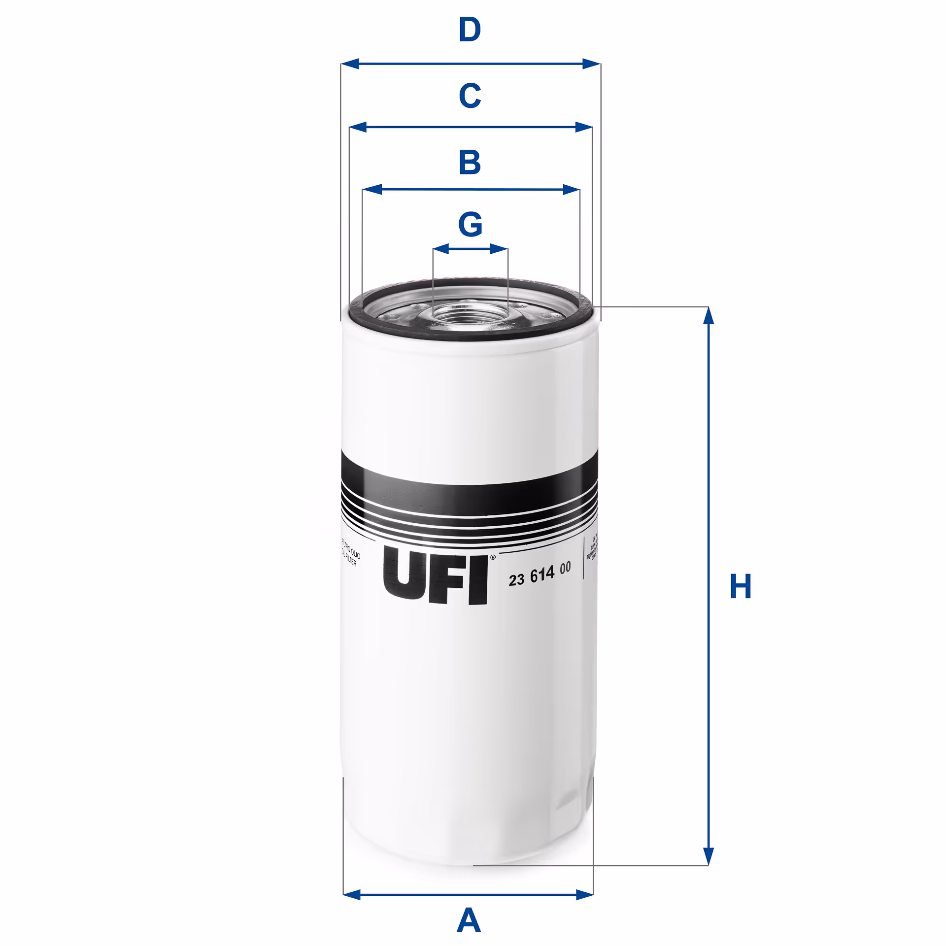 FILTRE À HUILE, À VISSER 23.614.00 - UFI FILTER