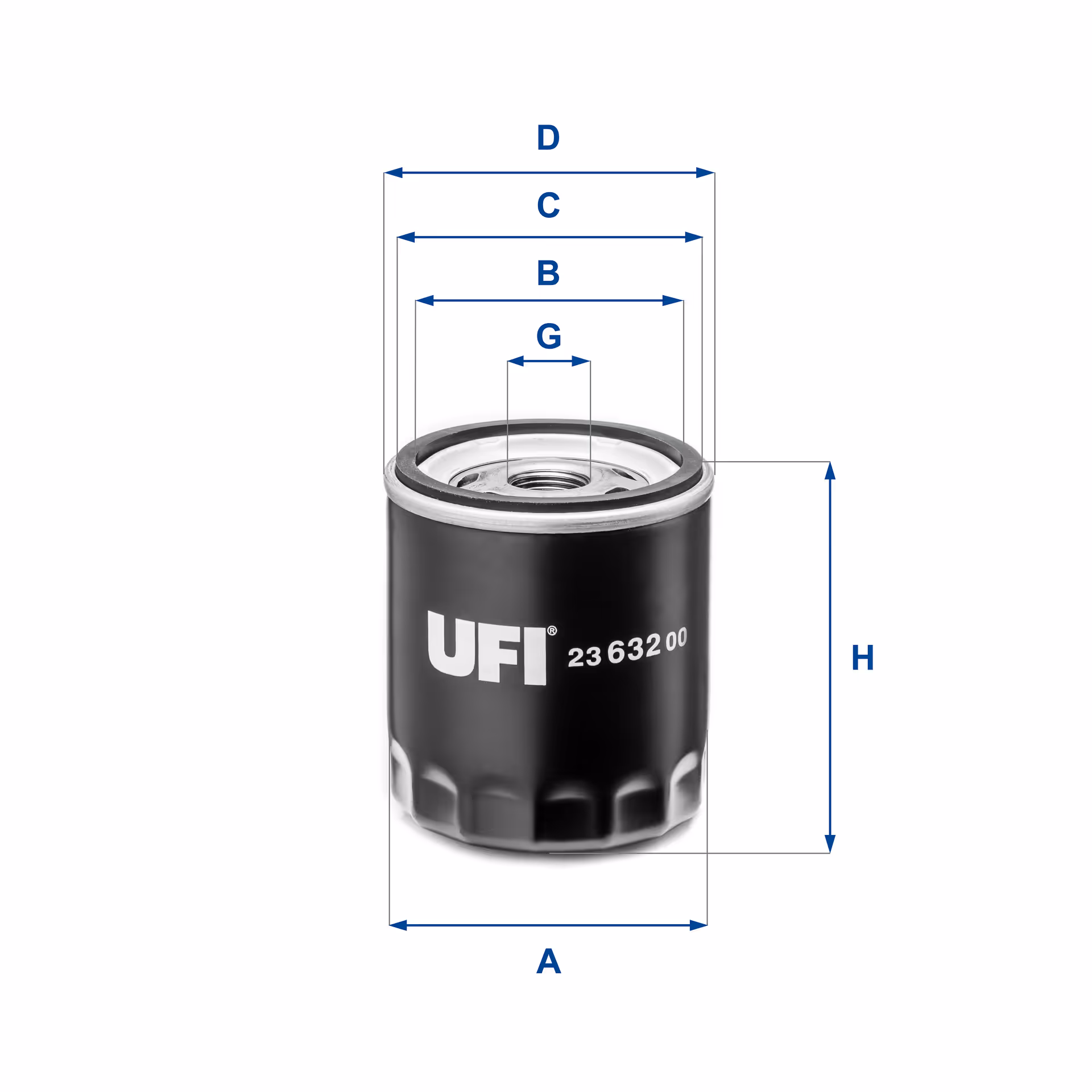 FILTRE À HUILE, À VISSER 23.632.00 - UFI FILTER