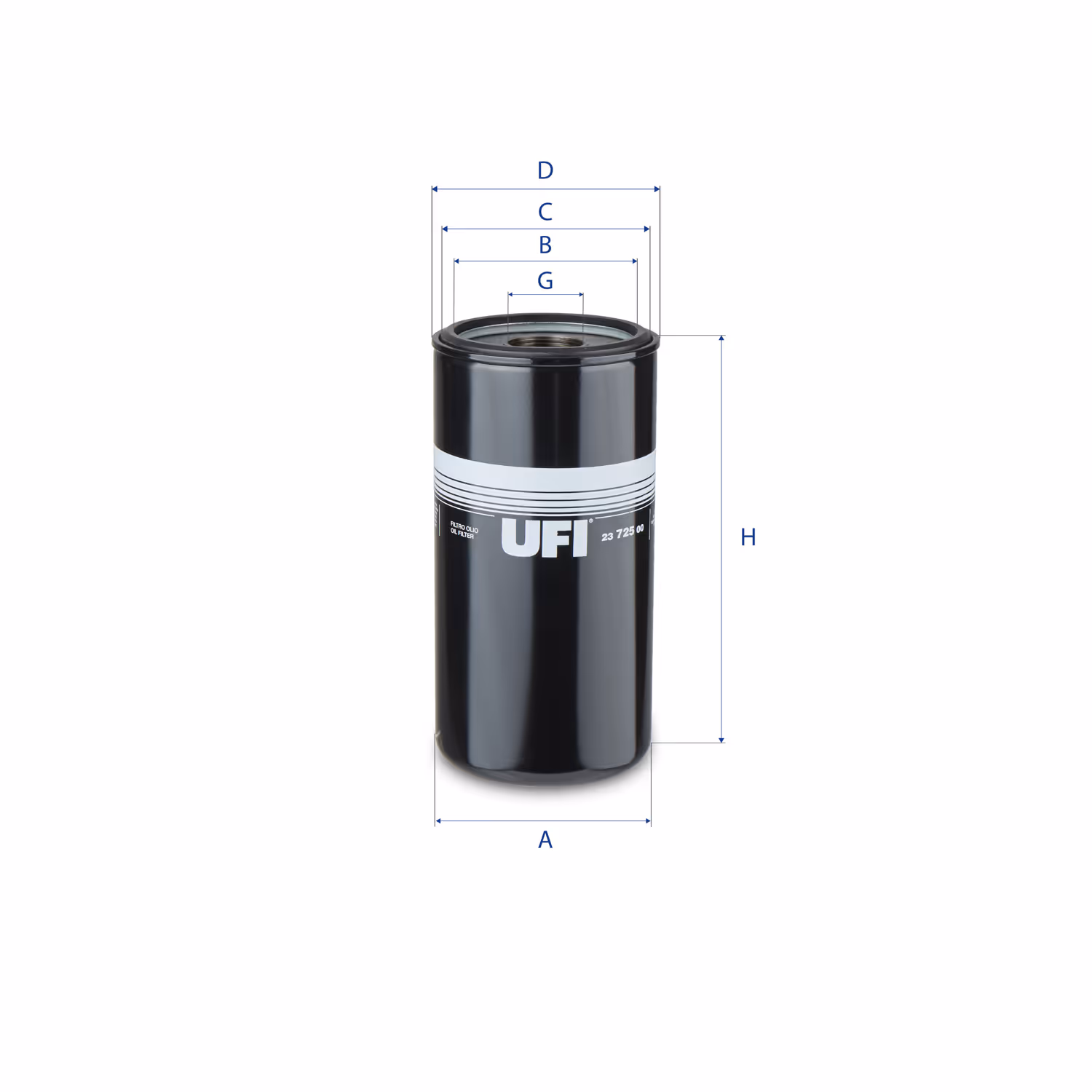 FILTRE À HUILE, À VISSER 23.725.00 - UFI FILTER