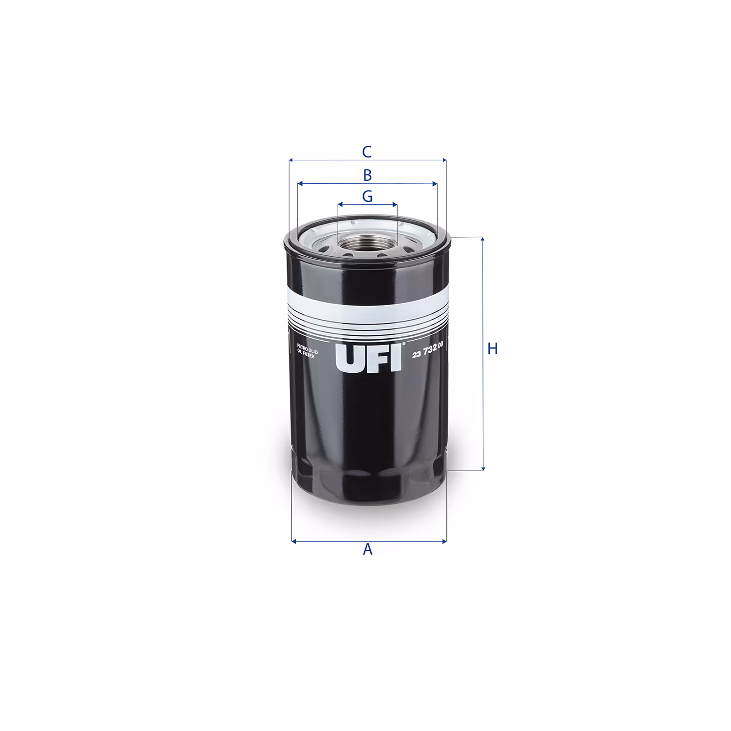 FILTRE À HUILE, À VISSER 23.732.00 - UFI FILTER
