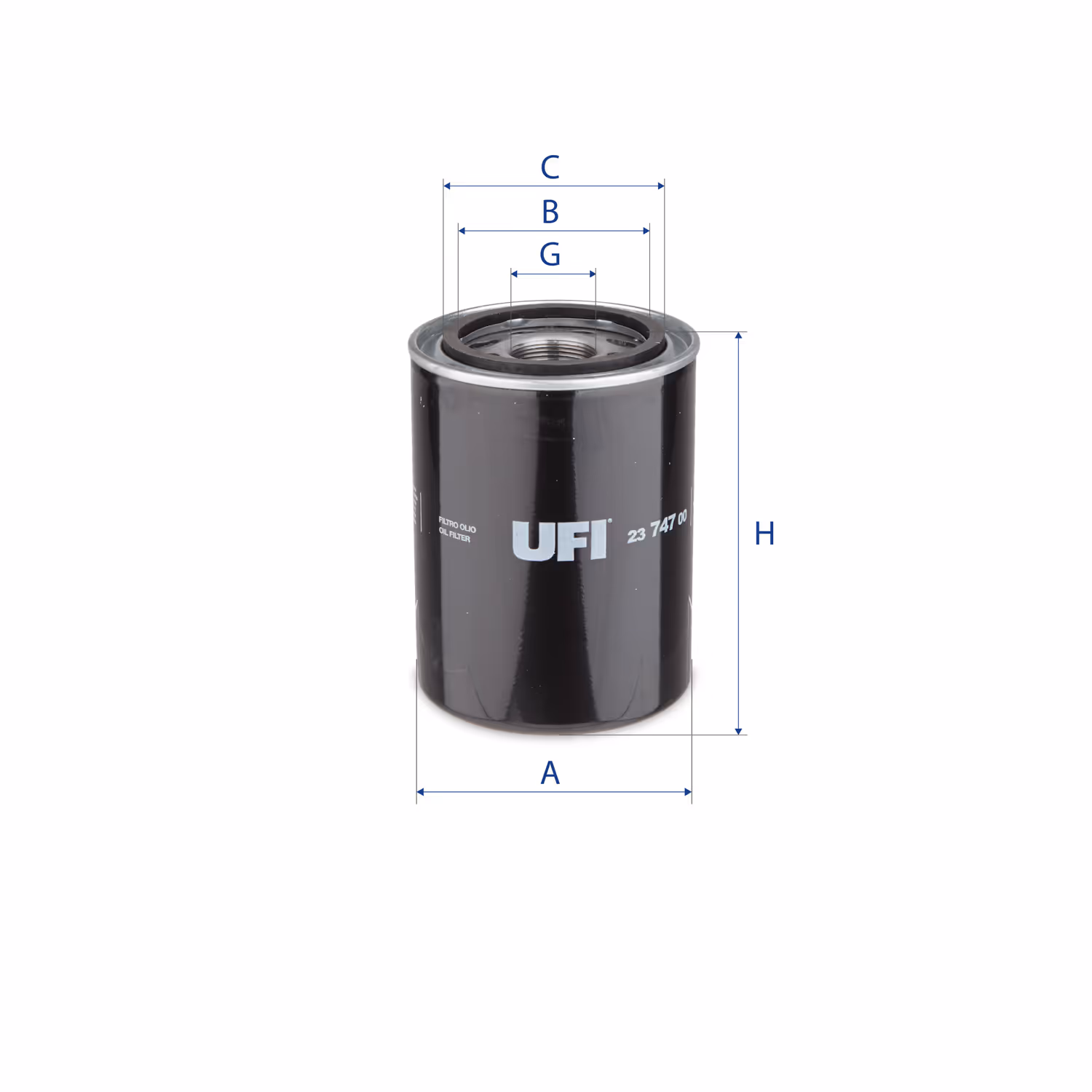 FILTRE À HUILE, À VISSER 23.747.00 - UFI FILTER