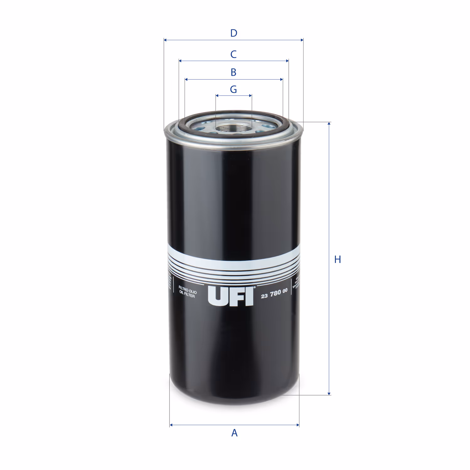 FILTRE À HUILE, À VISSER 23.780.00 - UFI FILTER