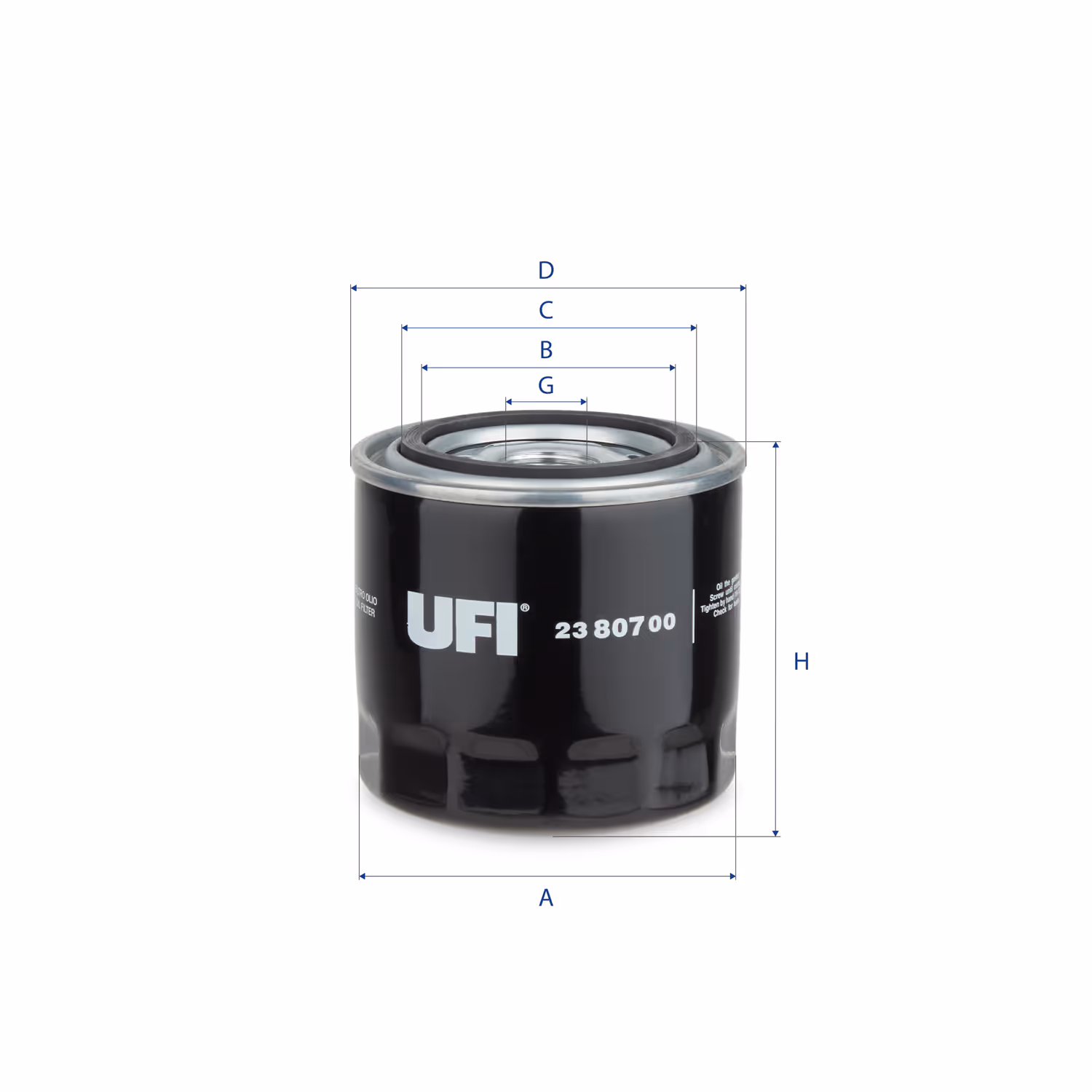 FILTRE À HUILE, À VISSER 23.807.00 - UFI FILTER