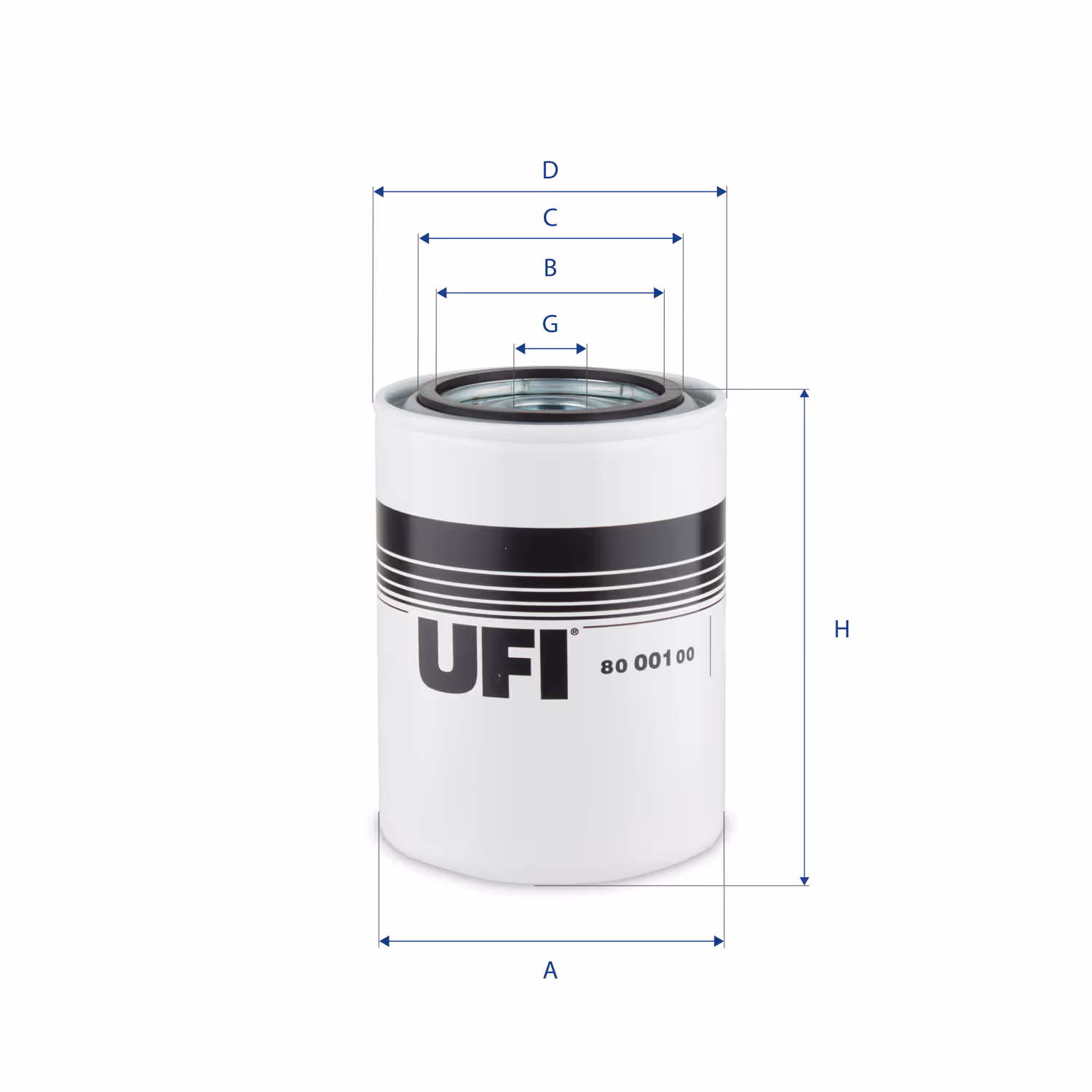 FILTRE À HUILE, À VISSER 80.001.00 - UFI FILTER