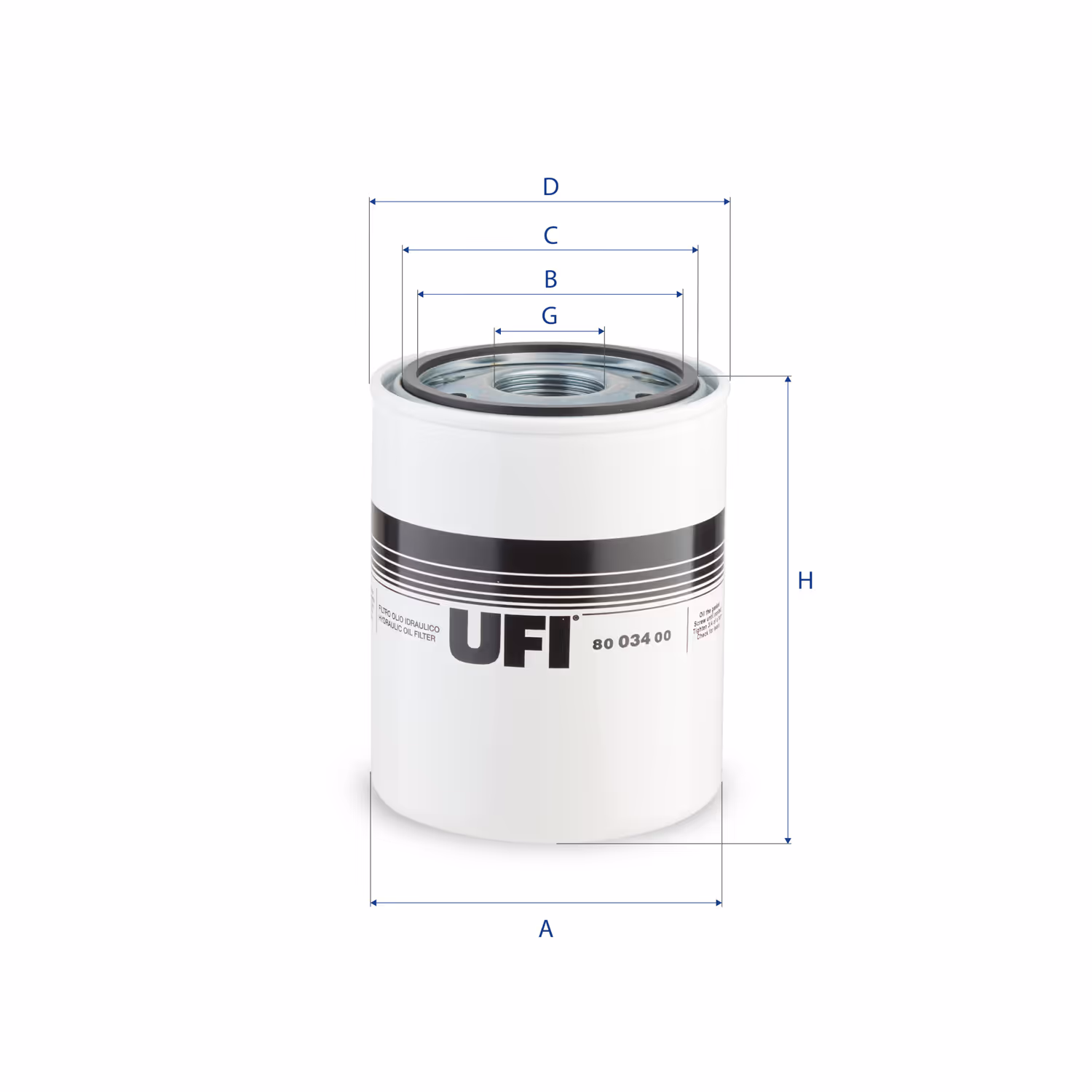 FILTRE À HUILE, À VISSER 80.034.00 - UFI FILTER