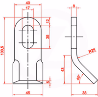 Fleau broyeur Ferri 40x8x100mm 0901068 Adaptable