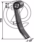 Fléau de broyeur 119x30 mm Ø18 mm Kverneland MA6400077 Adaptable