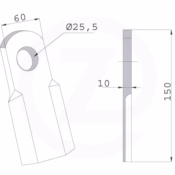 Fleau broyeur Agrimaster 60x10x150mm Adaptable