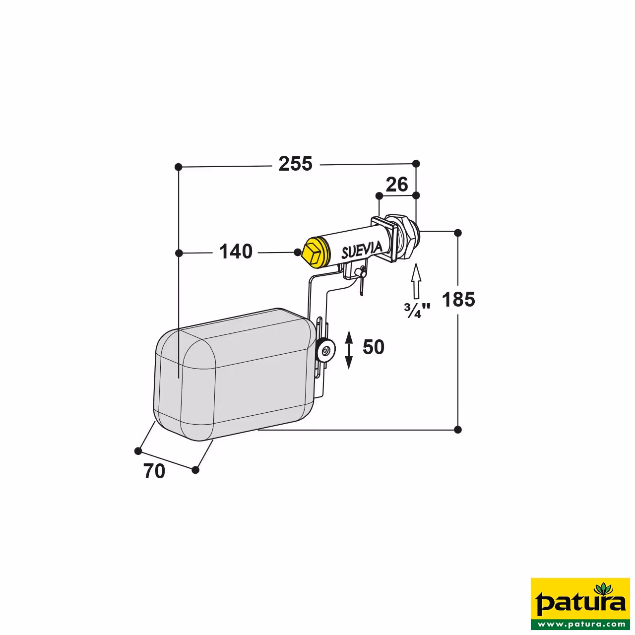Flotteur basse pression mod. 675 Abreuvoir Sueva, raccordement 3/4"