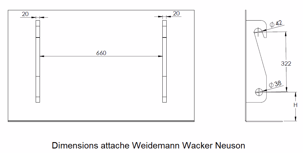 Fourche à fumier crocodile 1800 attelage Weidemann Wacker Neuson