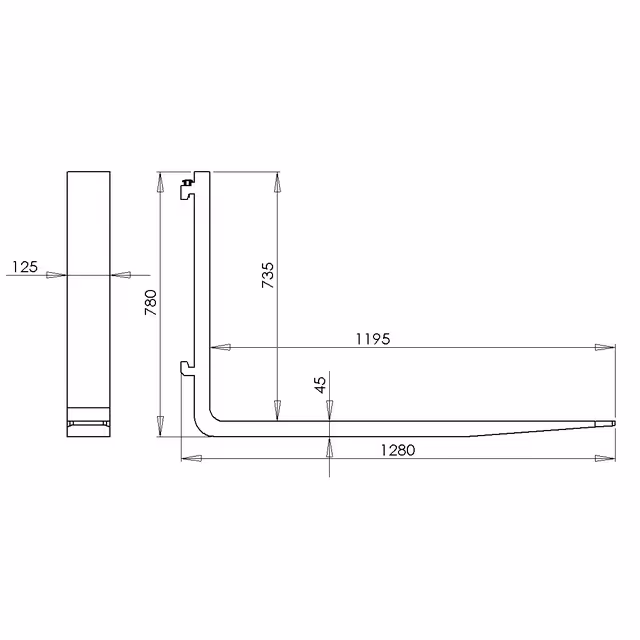 Fourche leve palette lg 1200 chargeur frontaux capacite 4t