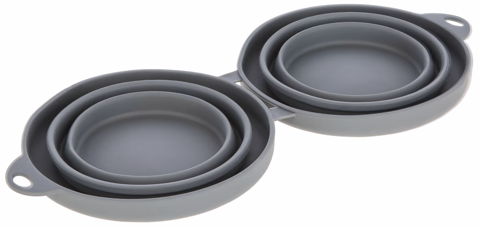 Gamelle voyage pliable gris, 2x300ml, mousqueton