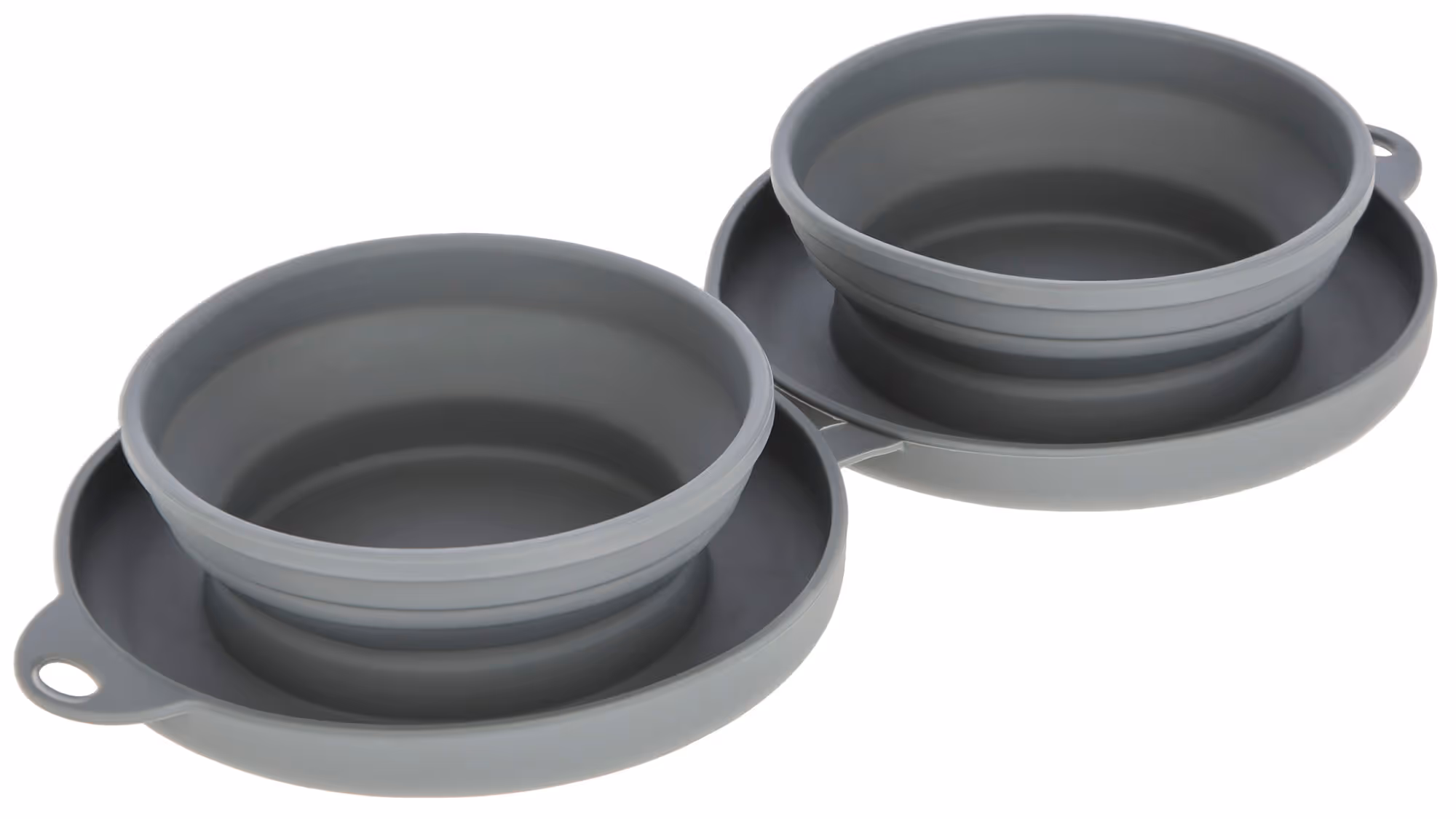Gamelle voyage pliable gris, 2x300ml, mousqueton
