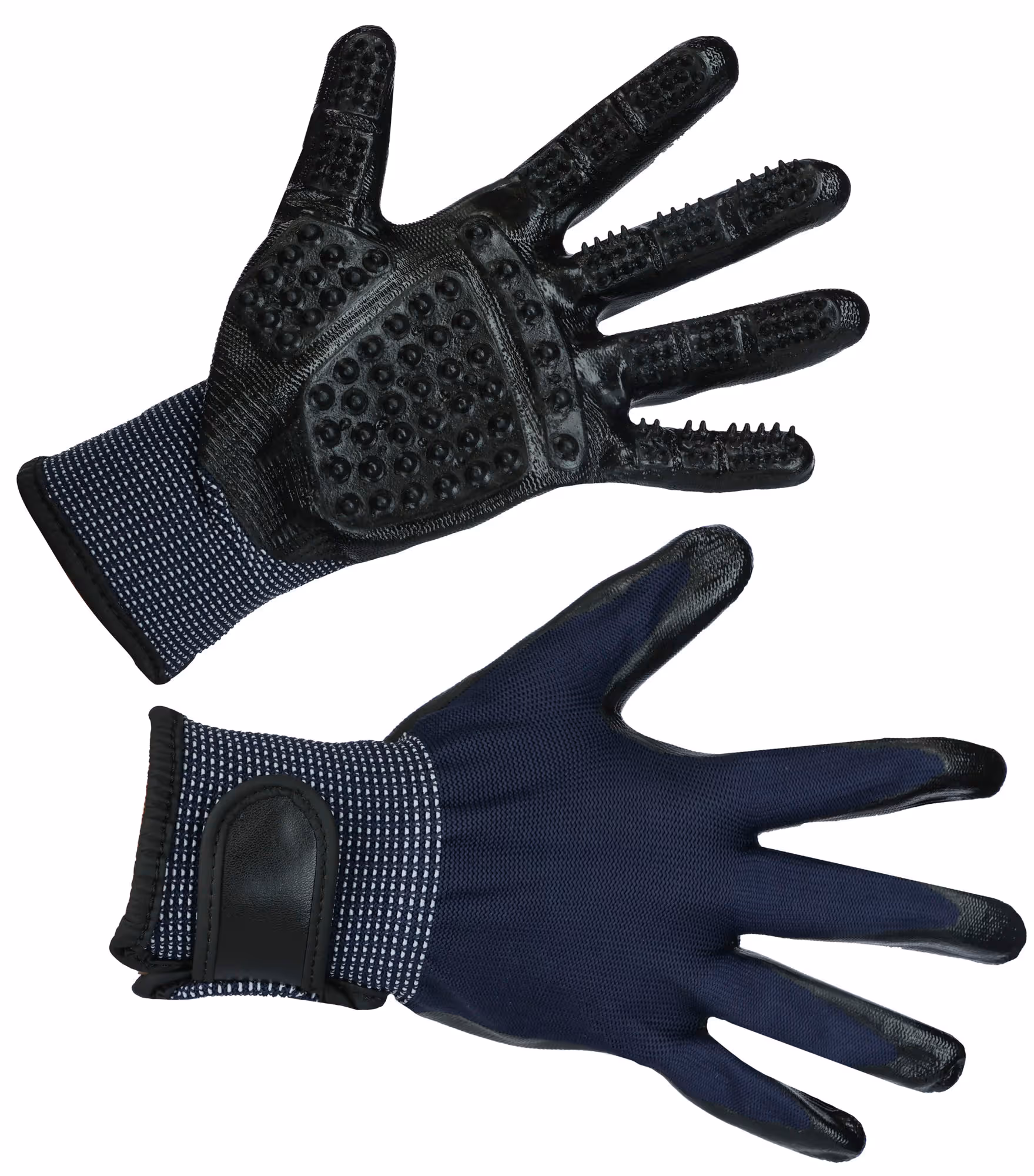 Gant étrille et de massage noir/bleu, taille unique